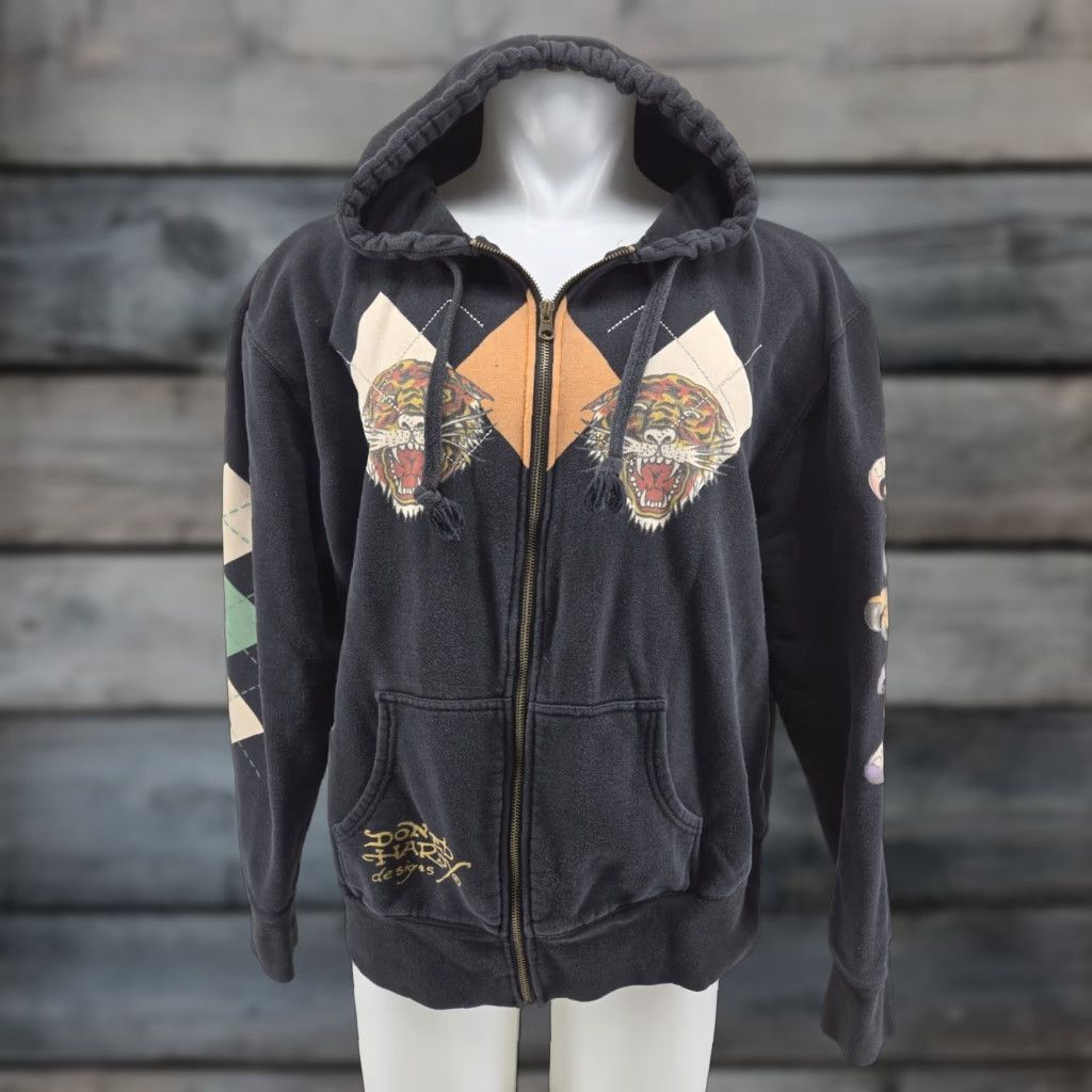Ed Hardy VINTAGE Ed Hardy Women's Full Zip Hoodie Tiger Logo 3XL Black Knit Cotton Polyester Rhinestone Zipper Hoodie Sweatshirt Ladies Size XXL / US 16-18 / IT 52-54 - 1 Thumbnail