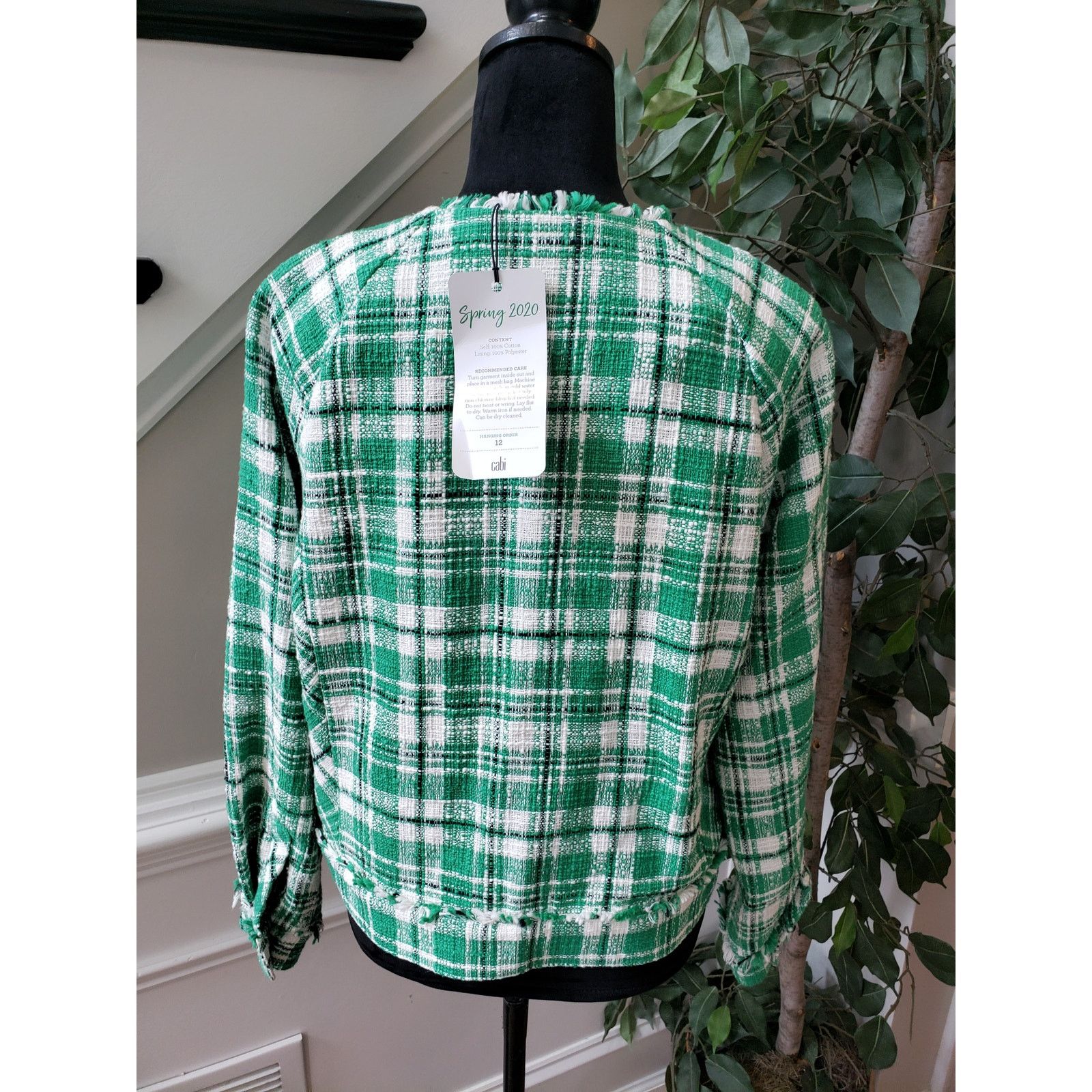 The Unbranded Brand Cabi Library Jacket Womens Medium Green White Plaid Sophia Size M / US 6-8 / IT 42-44 - 3 Thumbnail
