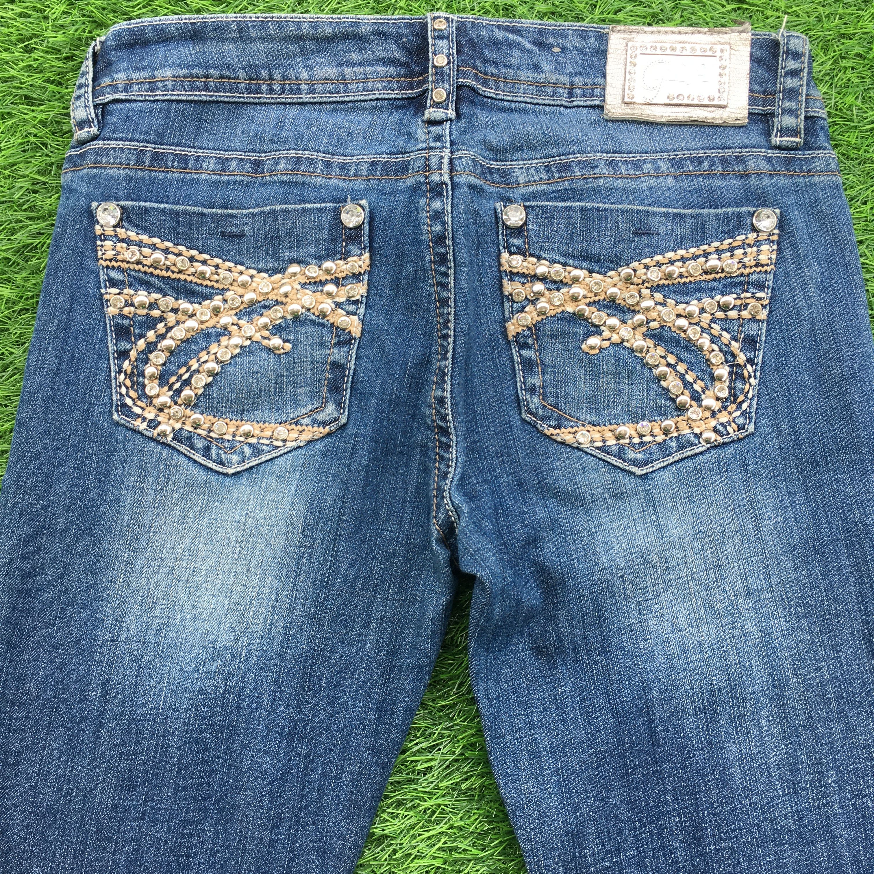 Grace in LA × Jean low-rise embellished embroidered signature boot jeans D-976 Size 26" / US 2 / IT 38 - 4 Thumbnail
