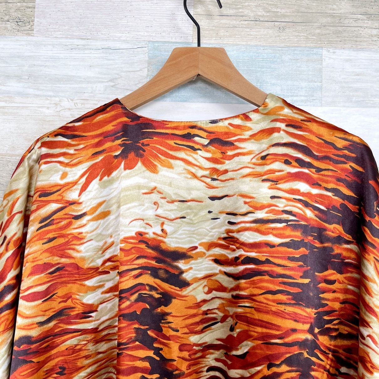 Other ASHRO Animal Print Kimono Maxi Dress Brown Orange Free Size Size ONE SIZE - 5 Thumbnail