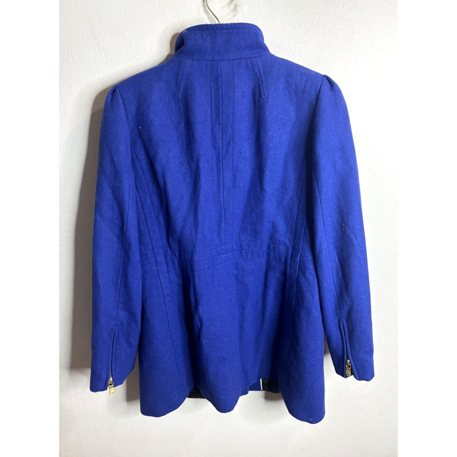 Banana Republic Banana Republic Coat Womens Medium Petite Blue Wool Military Jacket Zip Snap Coat Size M / US 6-8 / IT 42-44 - 6 Thumbnail