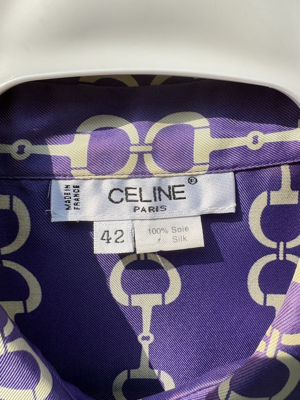 Celine Celine horsebit purple silk shirt Size M / US 6-8 / IT 42-44 - 4 Thumbnail