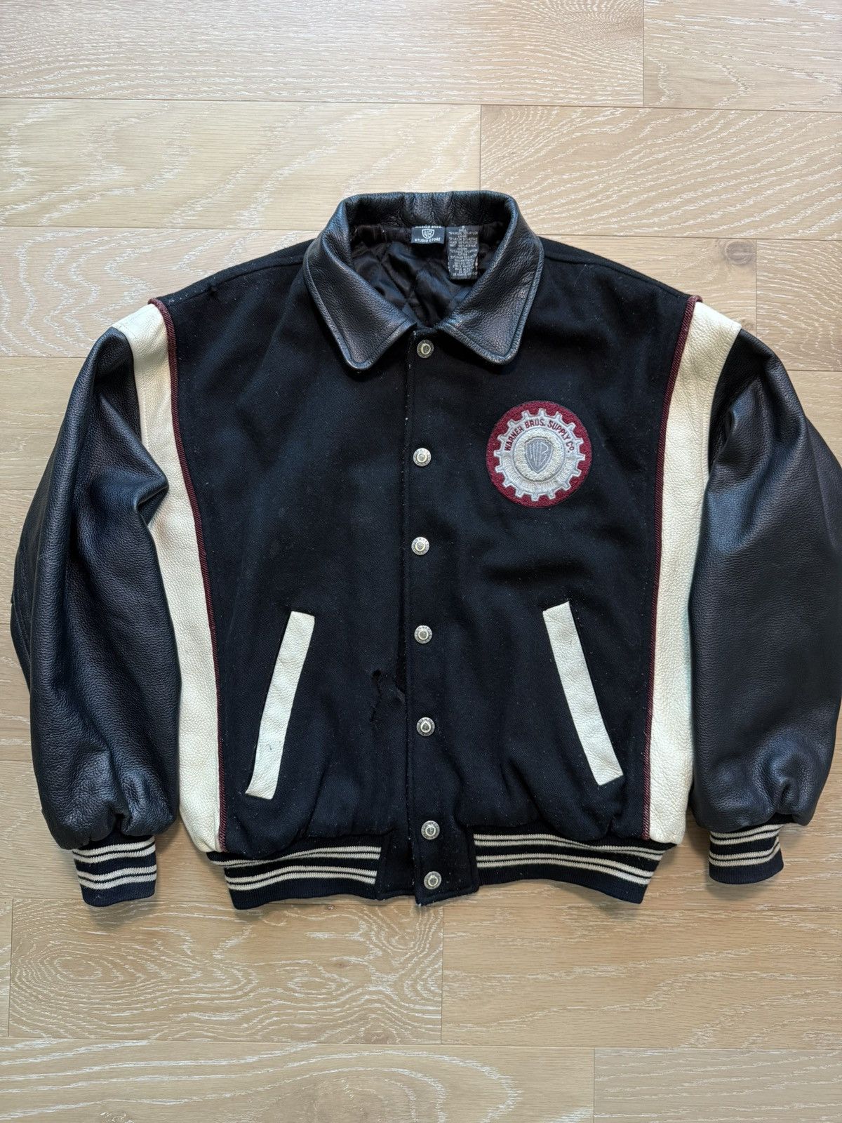 Warner Bros Vintage 90s Taz Tasmanian Devil Leather Wool Jacket Size US S / EU 44-46 / 1 - 2 Thumbnail