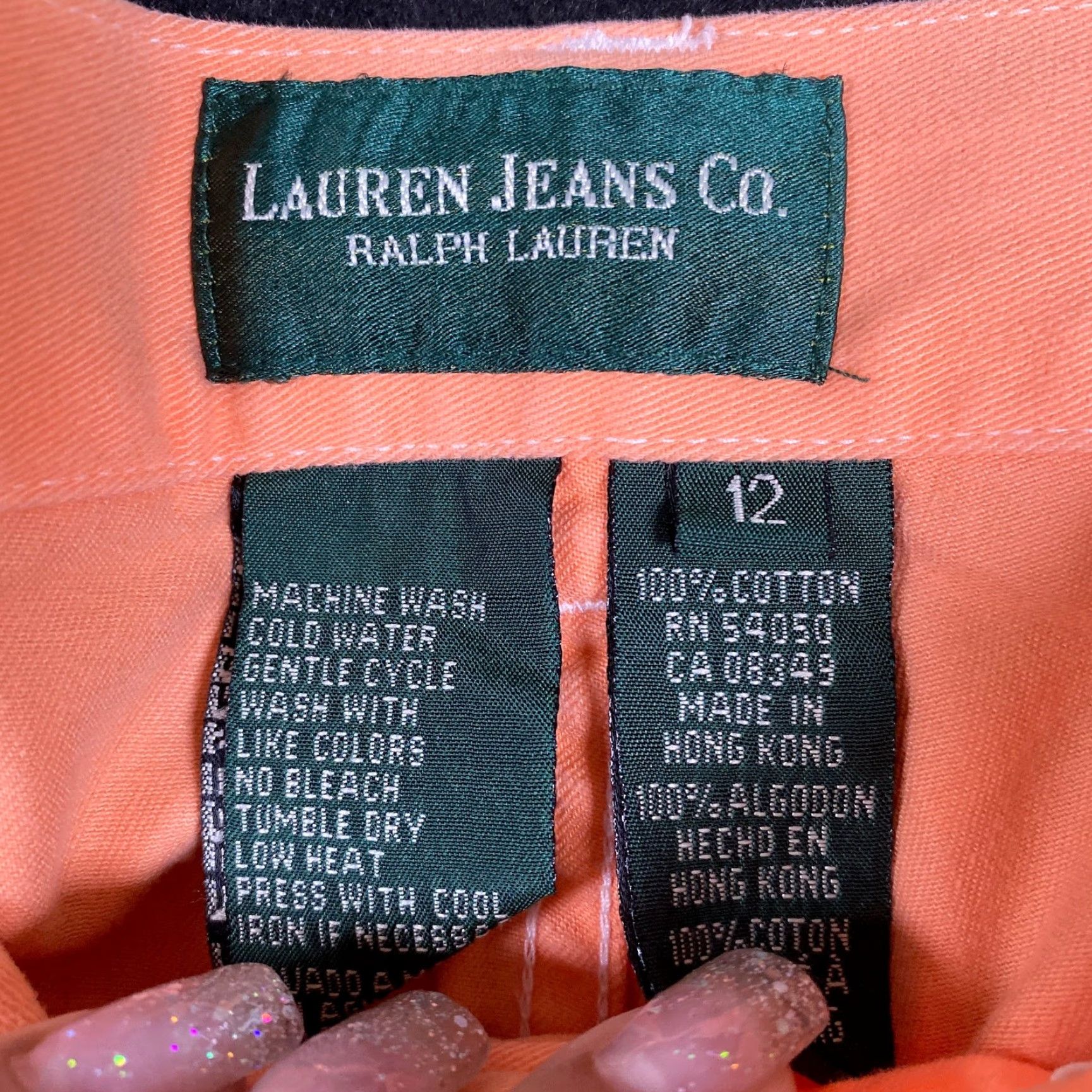 Ralph Lauren Lauren Jeans Co Womens Jeans Peach High Rise Capri Cropped 100% Cotton 12 Denim 5-Pocket Design Womens Size 34" / US 12 / IT 48 - 4 Thumbnail