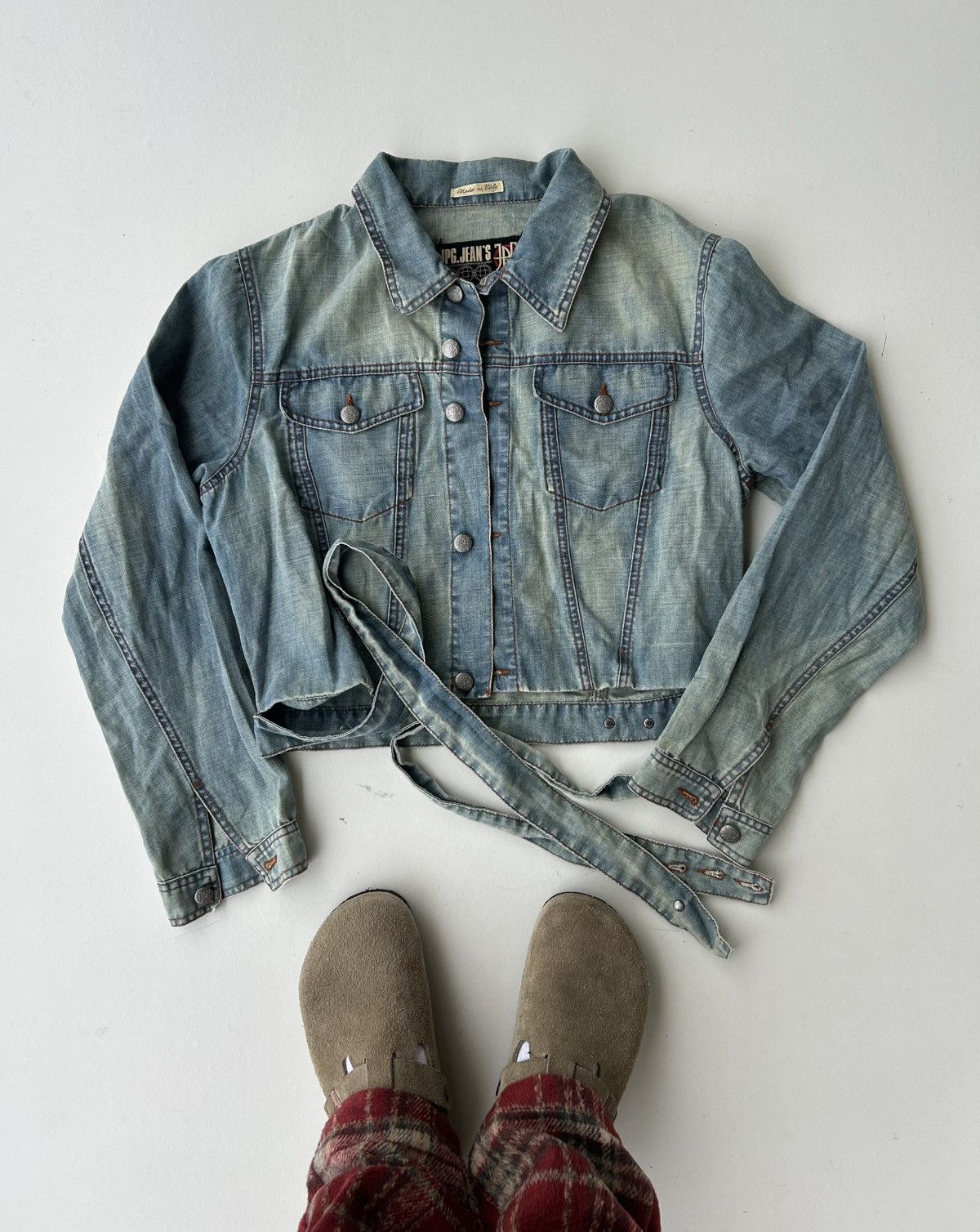 Jean Paul Gaultier Vintage Jean Paul Gaultier cropped belted denim jacket 90's Size M / US 6-8 / IT 42-44 - 2 Thumbnail