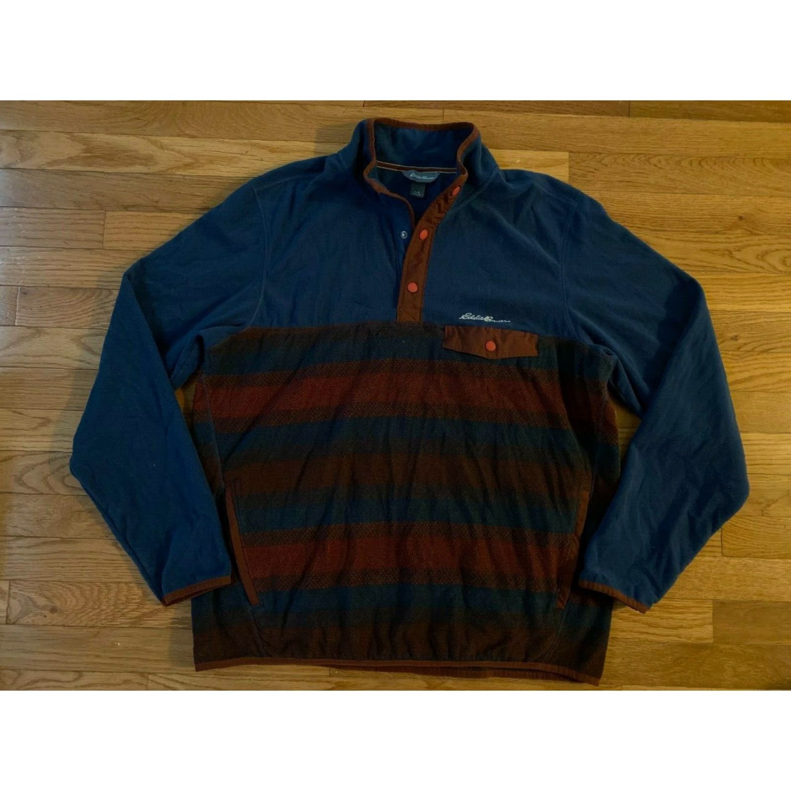 Eddie Bauer Eddie Bauer Chutes MR Quest Snap Mock Fleece Pullover Mens Sz L Radiator Multicolor Sturdy Polyester Sweatshirt Sweater Regular Size Size US L / EU 52-54 / 3 - 2 Thumbnail