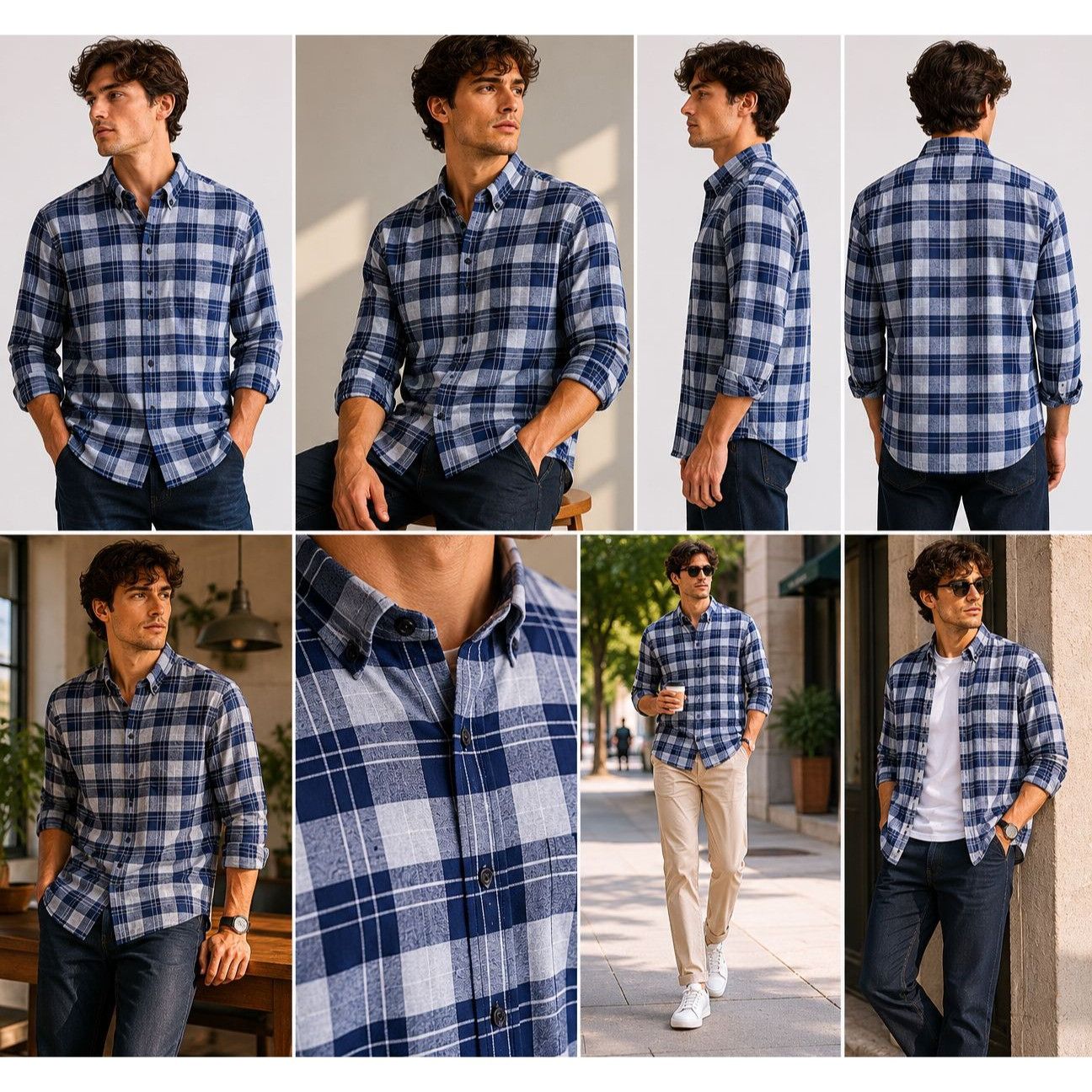 Nordstrom Nordstrom Men’s Shop Slim Fit Plaid Shirt Men’s Medium Blue Size US M / EU 48-50 / 2 - 1 Thumbnail