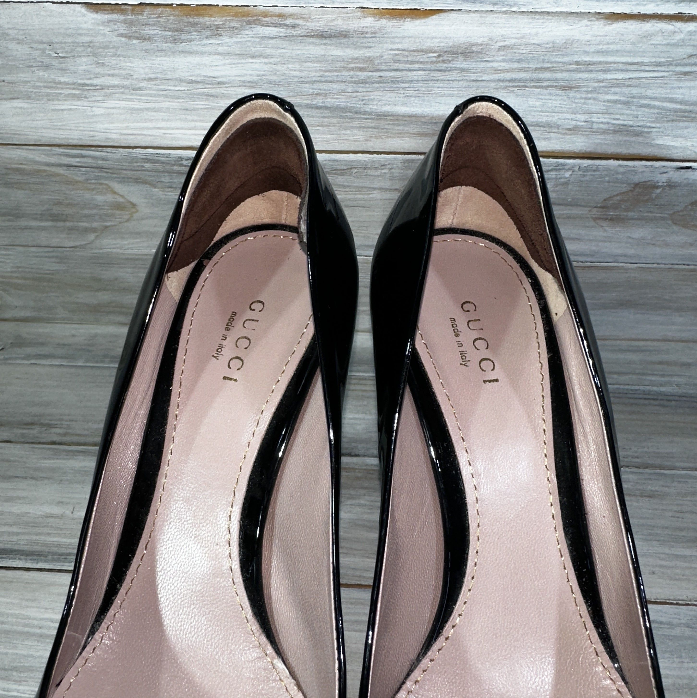 Gucci × Leather Gucci Patent Leather Heels Women's Shoes Black Made In Italy Size US 7.5 / IT 37.5 - 19 Thumbnail