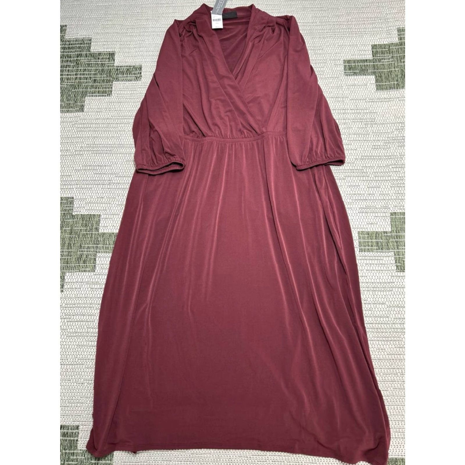 Vintage Lane Bryant Dress Jersey Midi Wrap Red 14-16 V-Neck 3/4 Sleeve Womens Modern Everyday Size XL / US 12-14 / IT 48-50 - 2 Thumbnail