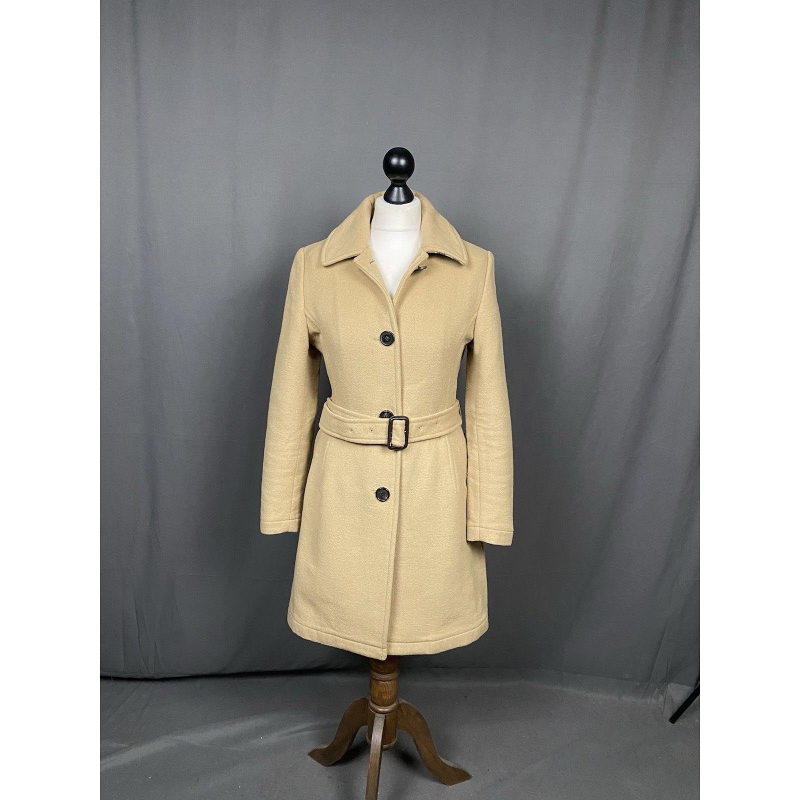Burberry Burberry Women's Beige Wool Belted Trench Coat Size 40 Size S / US 4 / IT 40 - 4 Thumbnail