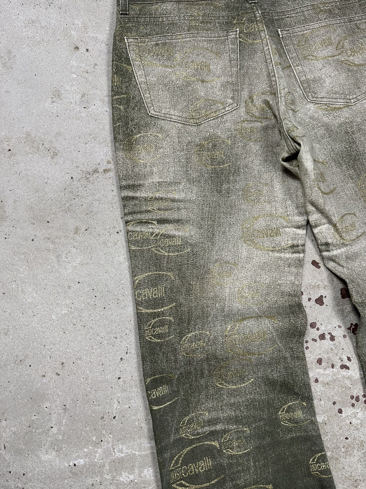 Just Cavalli Vintage 2000s Roberto Just Cavalli Monogram Flare Denim Pant Size 31" - 14 Thumbnail