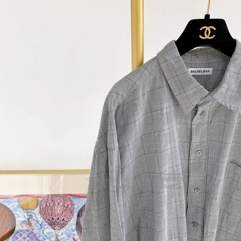 Balenciaga Balenciaga Gray Tartan Shirt Size XS / US 0-2 / IT 36-38 - 3 Thumbnail