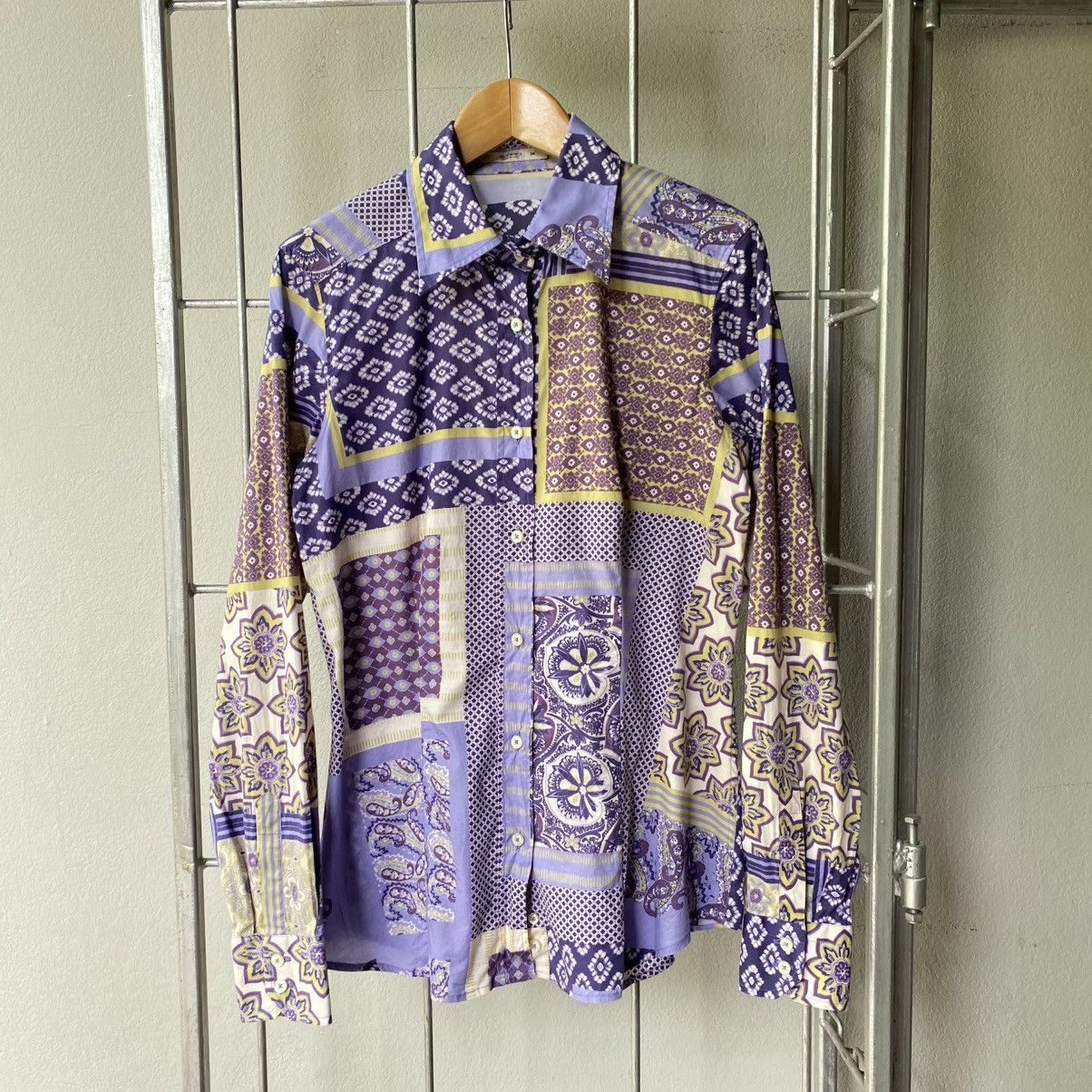 Etro Etro Purple Patchwork Print Long Sleeve Shirt Size XS / US 0-2 / IT 36-38 - 12 Thumbnail