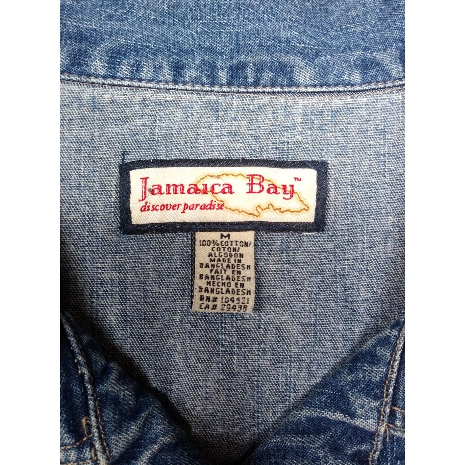 Denime Jamaica Bay Women's Denim Jean Jacket Long 100% Cotton Button Front Blue M Regular Jacket Size 32" / US 10 / IT 46 - 3 Thumbnail