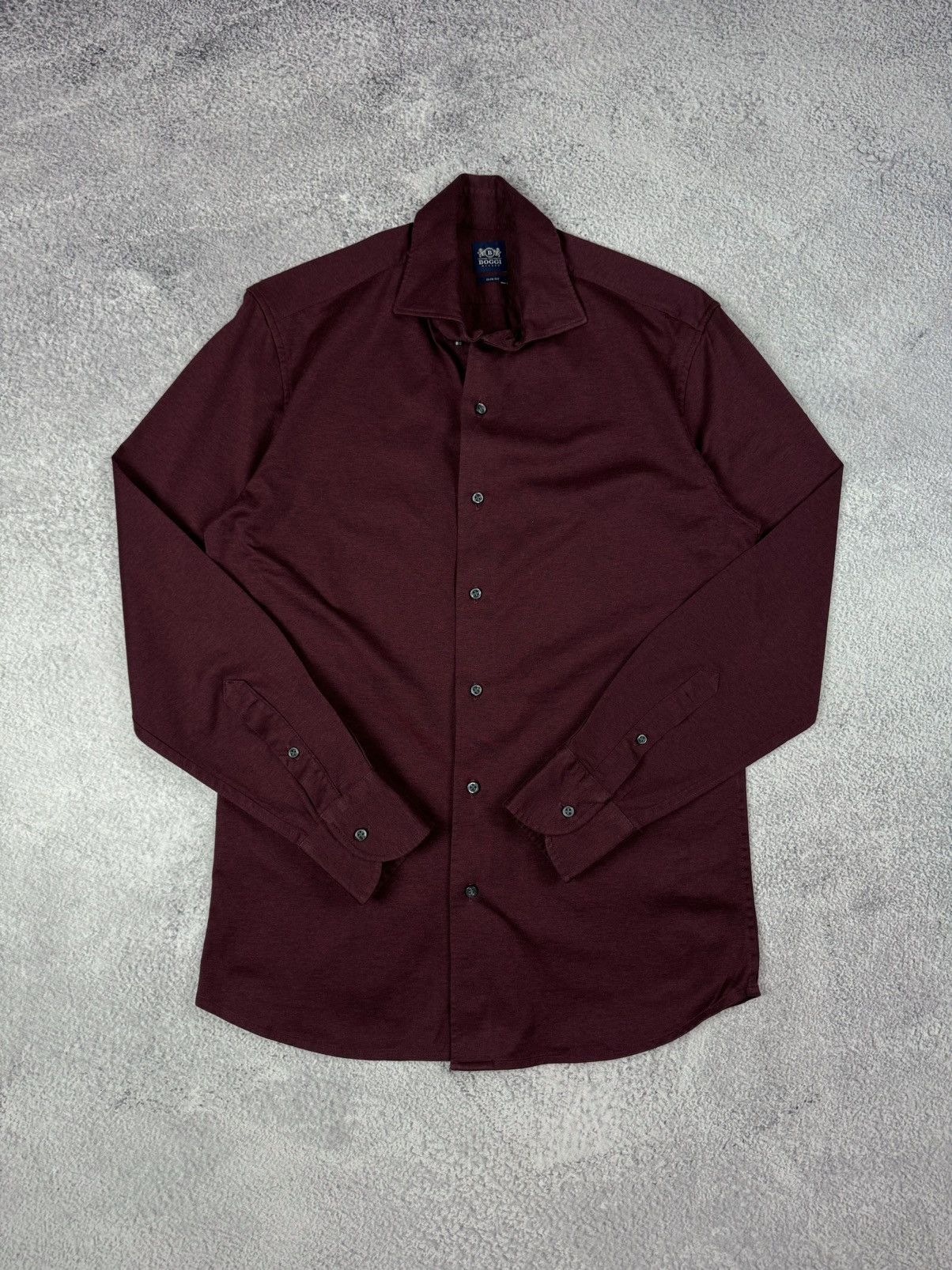 Boggi × Designer BOGGI Milano Burgundy Casual Slim Fit Long Sleeve Shirt Size US M / EU 48-50 / 2 - 15 Thumbnail