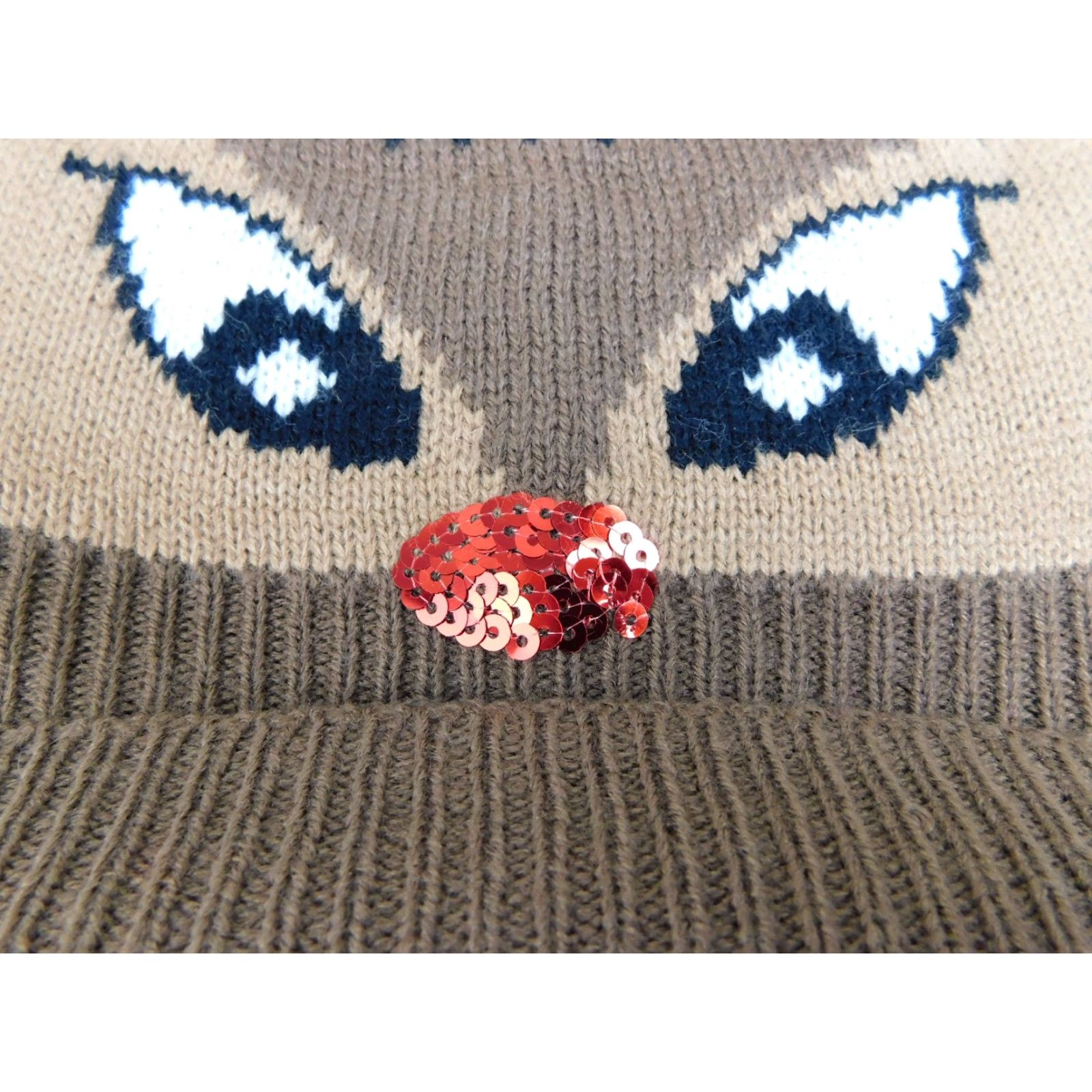 Vintage VINTAGE Collection XIIX Rudolph Sequin Reindeer Knit Christmas Beanie Hat Brown #6105 Size ONE SIZE - 2 Thumbnail