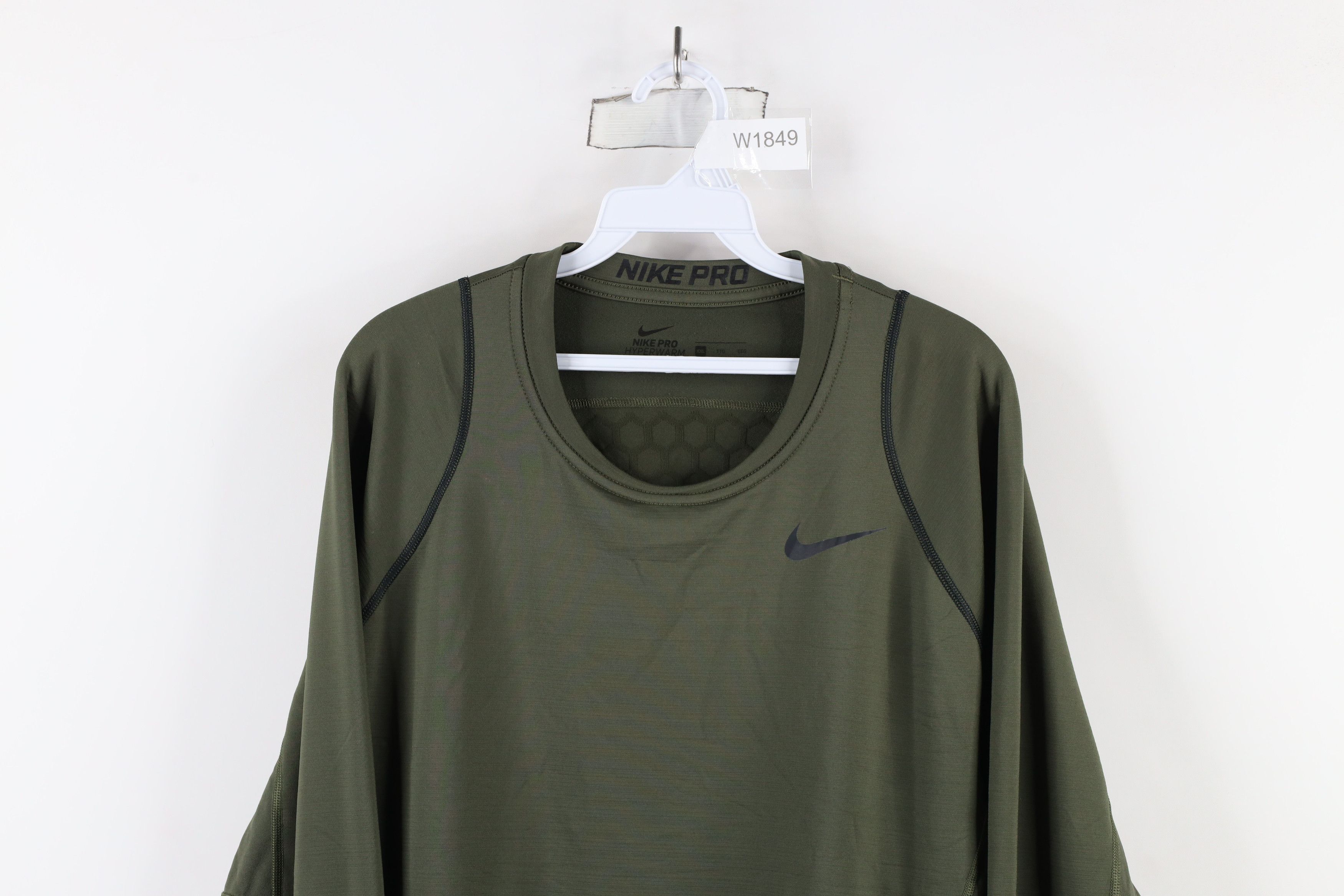 Nike × Vintage Nike Pro Hyperwarm Long Sleeve Training Outdoor Shirt Green Size US XXL / EU 58 / 5 - 2 Thumbnail