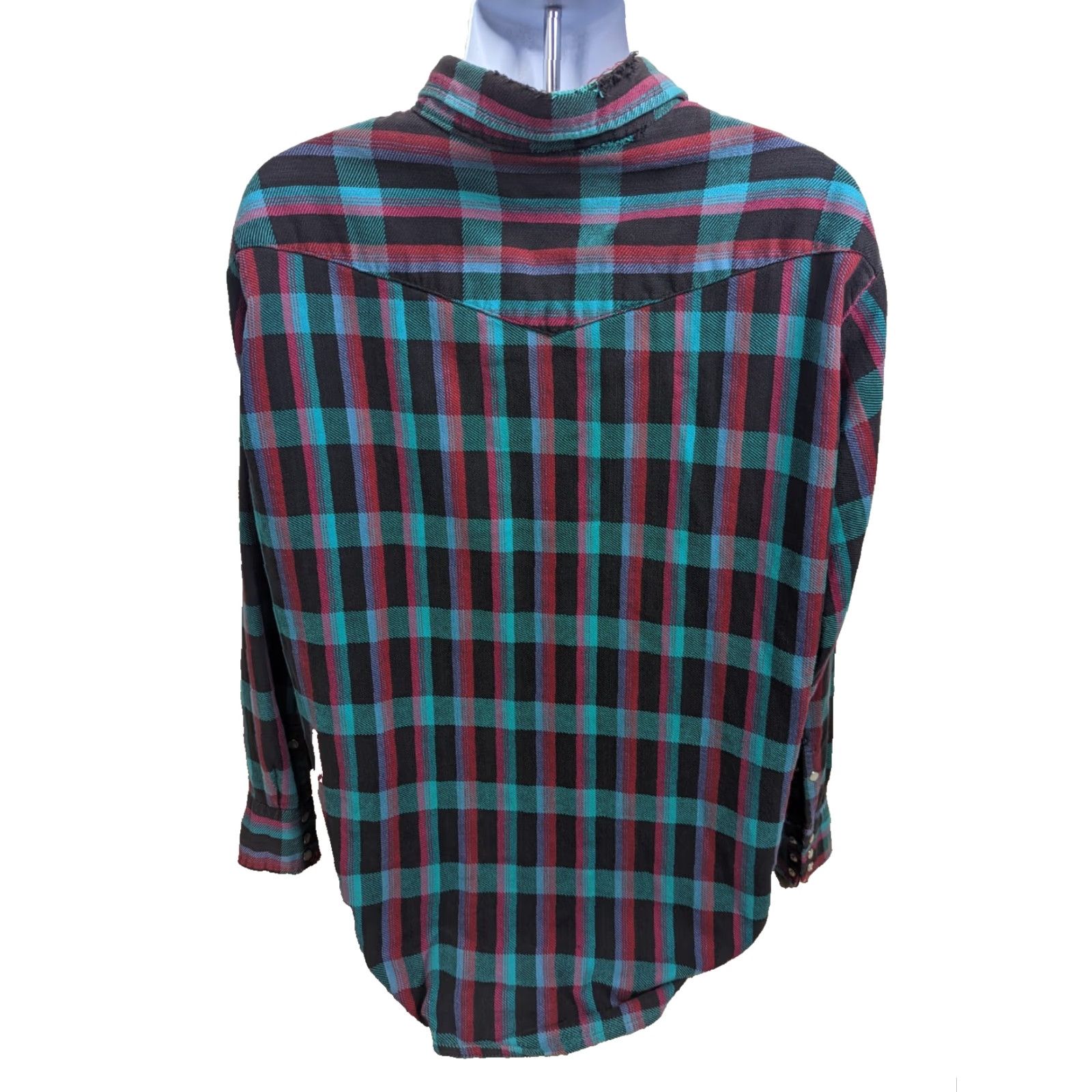 Vintage VINTAGE Saddle King Western Pearl Snap Teal Plaid Shirt Men’s 2XL L2S Regular Long Sleeve Button-Up Knit Plaid Shirt Mens 2XL Size US XXL / EU 58 / 5 - 3 Thumbnail