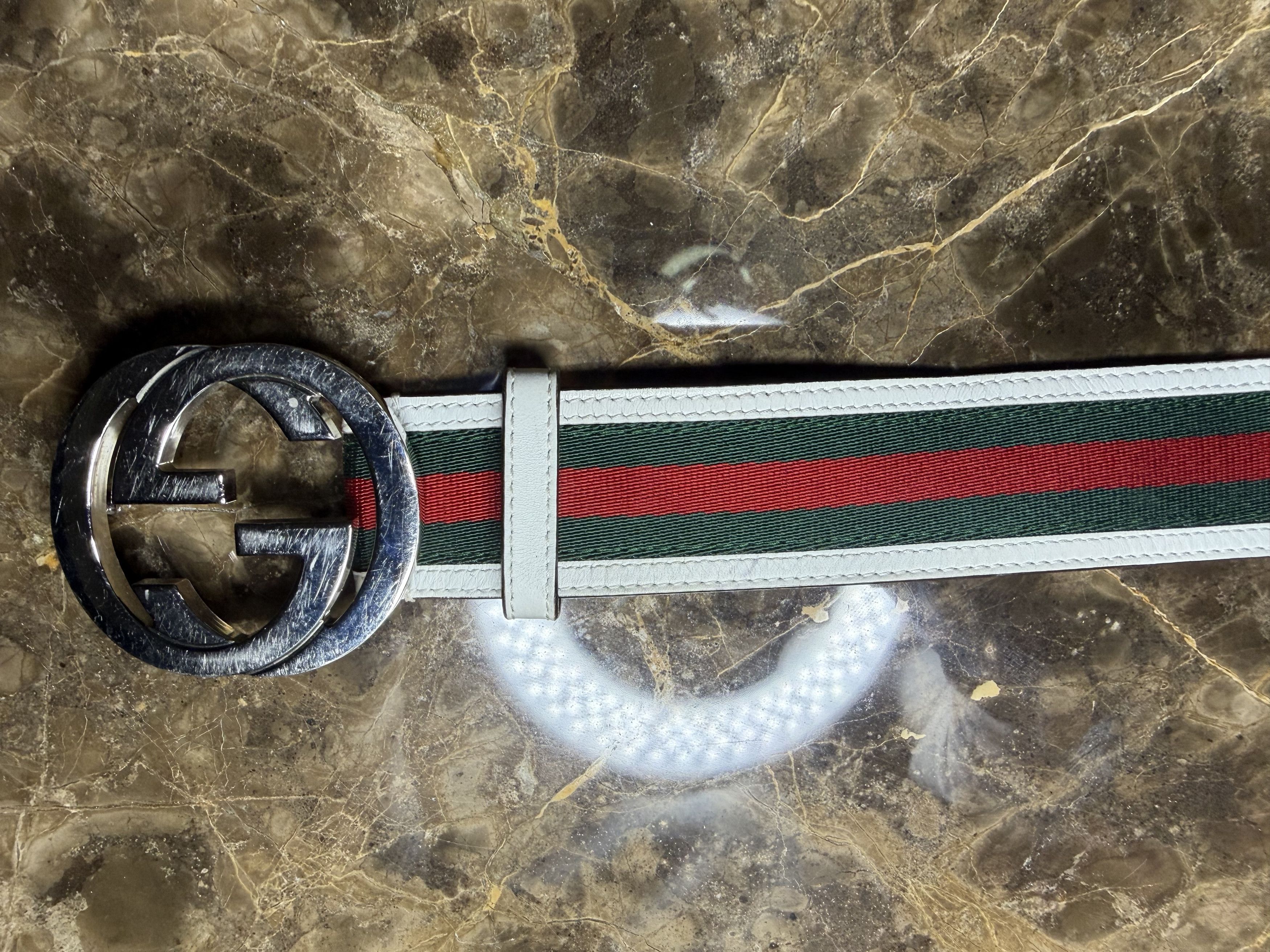 Gucci Gucci Interlocking G Belt, Stripes: White/Red/Green Size 36 - 5 Thumbnail