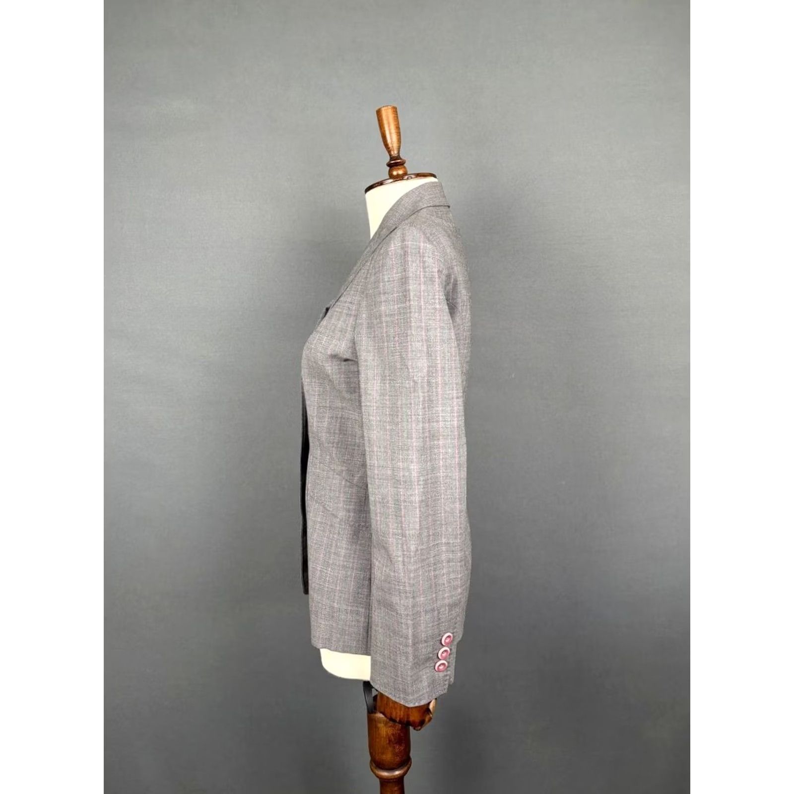 Moschino Moschino 2 Piece Plaid Lana Wool Blend Suit Gray Womens Size 42 Jacket Two-Button Double-Vented Regular Front Style Classic Modern Inseam 28 Size 28" / US 6 / IT 42 - 4 Thumbnail
