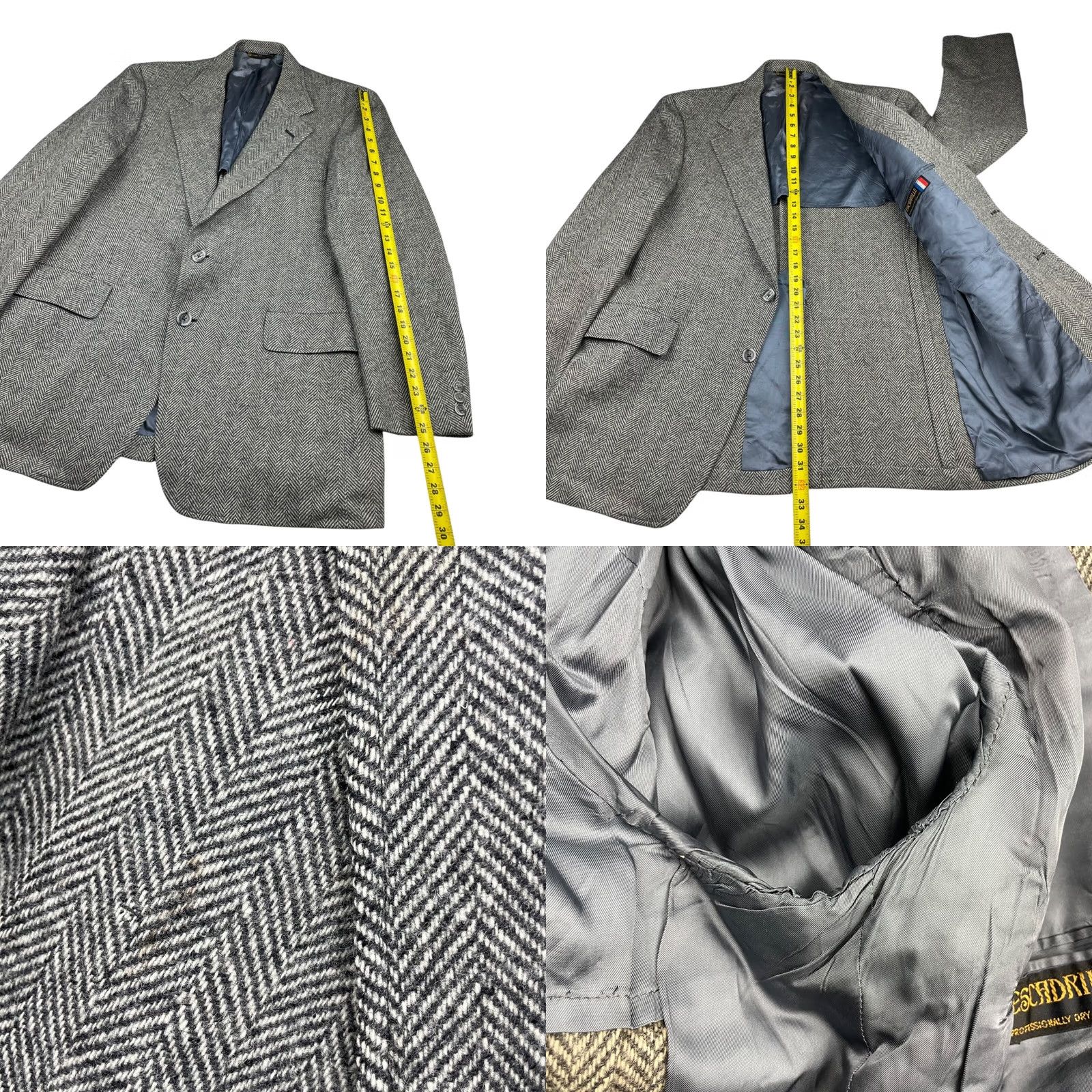 Hart Schaffner Marx VINTAGE Hart Schaffner Marx Blazer Wool Tweed Gray Herringbone Men's Two-Button 44R Size 44R - 9 Thumbnail