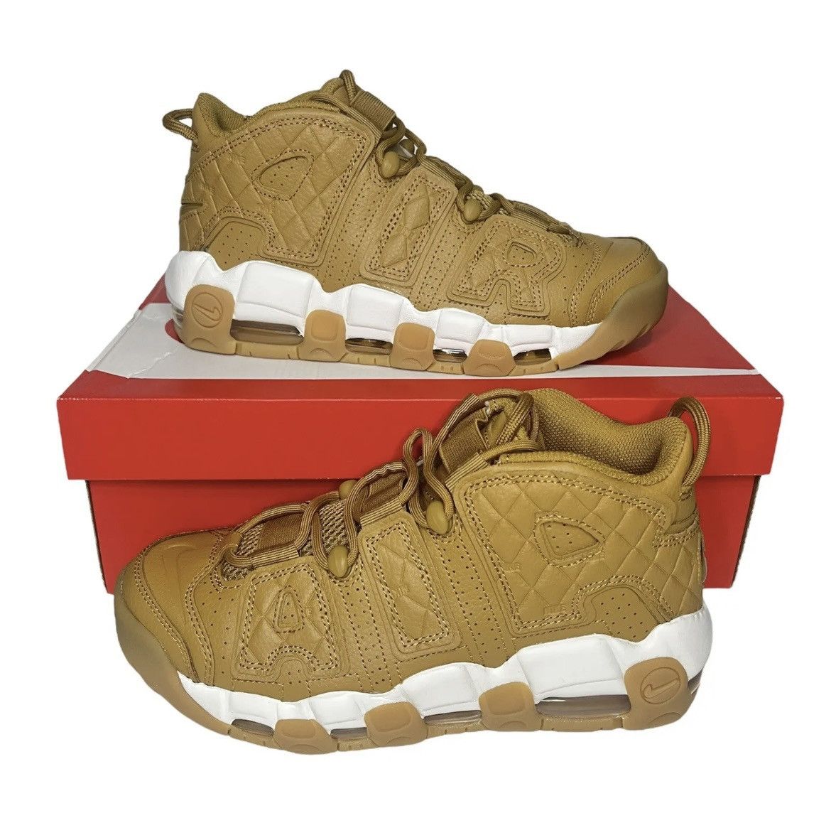image of Women’S Nike Air More Uptempo Quilted Wheat Gum Size 7 Shoes in Brown, Women's