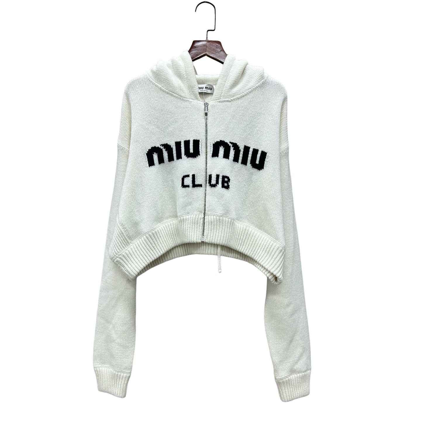 Miu Miu Miu Miu Logo Knit Hoodie Size 38 Size XS / US 0-2 / IT 36-38 - 1 Thumbnail