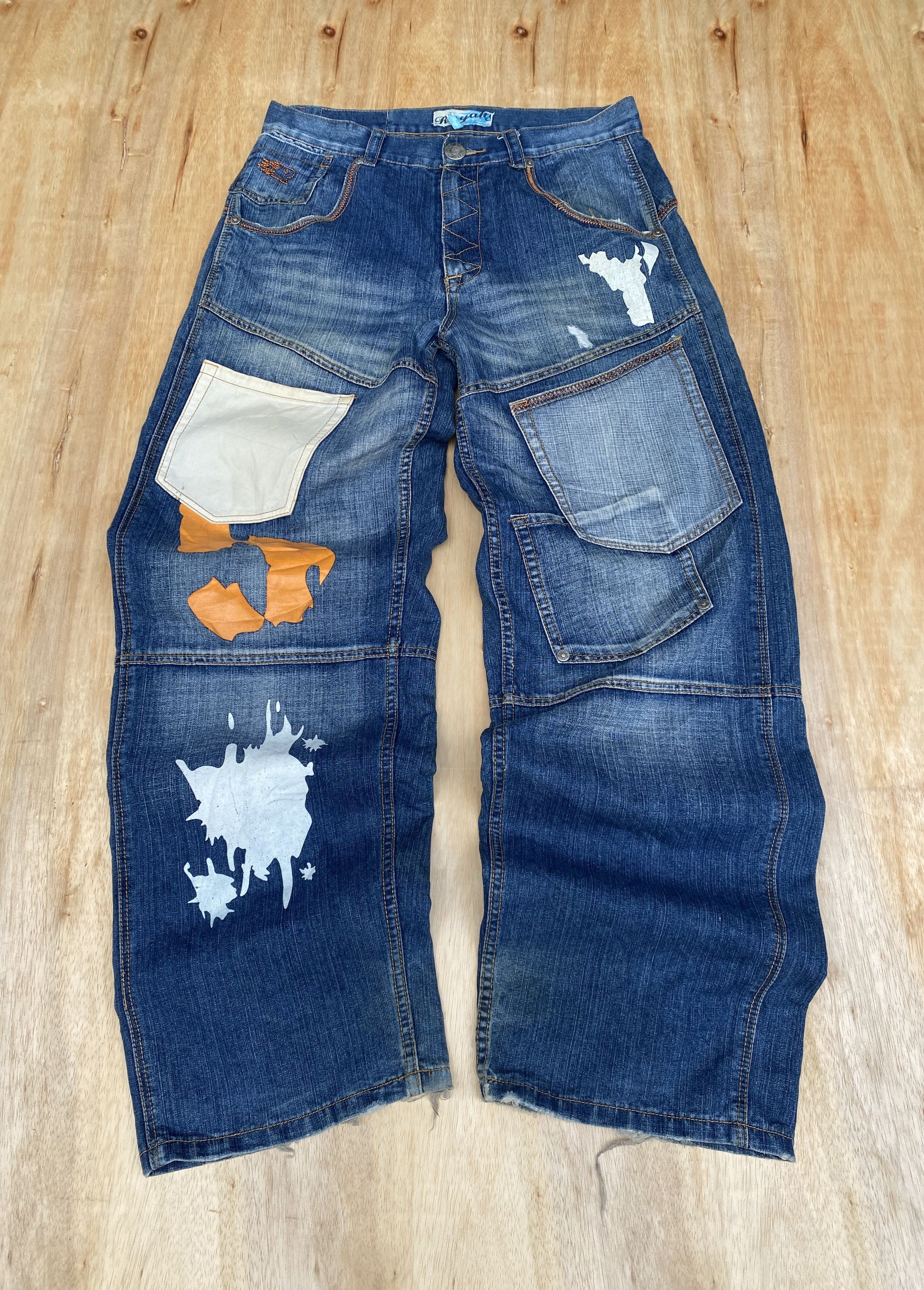 Fubu × JNCO Royalty No 5 Painted Baggy Wide Multipocket jean W33x33 Size US 33 - 2 Thumbnail