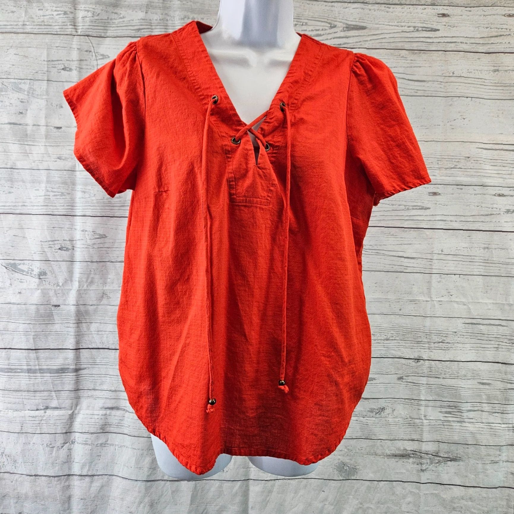 Vintage VINTAGE Knox Rose Womens Top Shirt Womens Small Solid Red Short Sleeve Cotton Size S / US 4 / IT 40 - 2 Thumbnail
