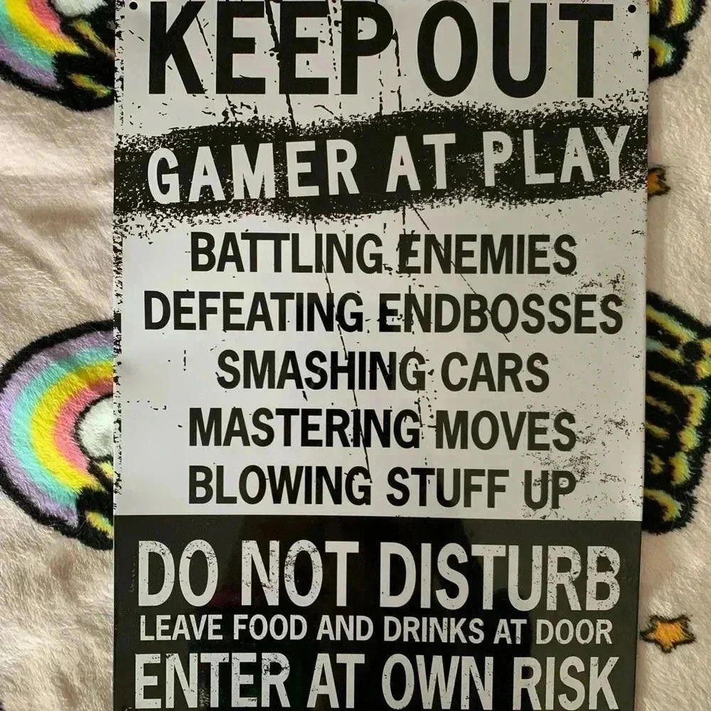 Designer Gamer at Play Warning Sign - Keep Out Metal Wall Decor Size ONE SIZE - 1 Thumbnail
