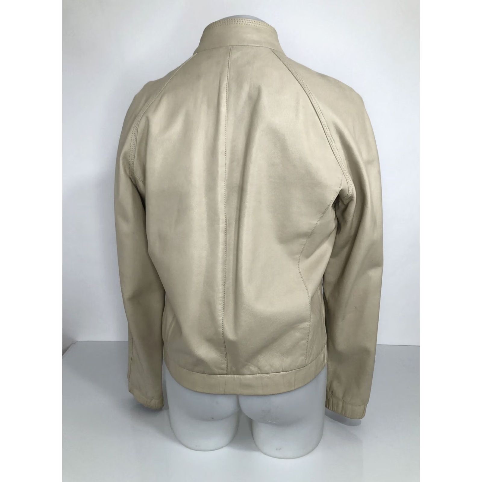 Vintage MICHAEL HOBAN North Beach Leather Vintage Mens 38 Moto Jacket Jacket Mens 38 Ivory Size US XXS / EU 40 - 4 Thumbnail