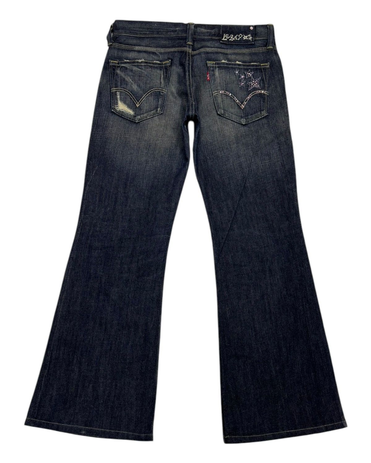 If Six Was Nine FLARE💥LEVIS LADY STYLE FLARED JEANS DISTRESSED DENIM Size 31" - 2 Thumbnail