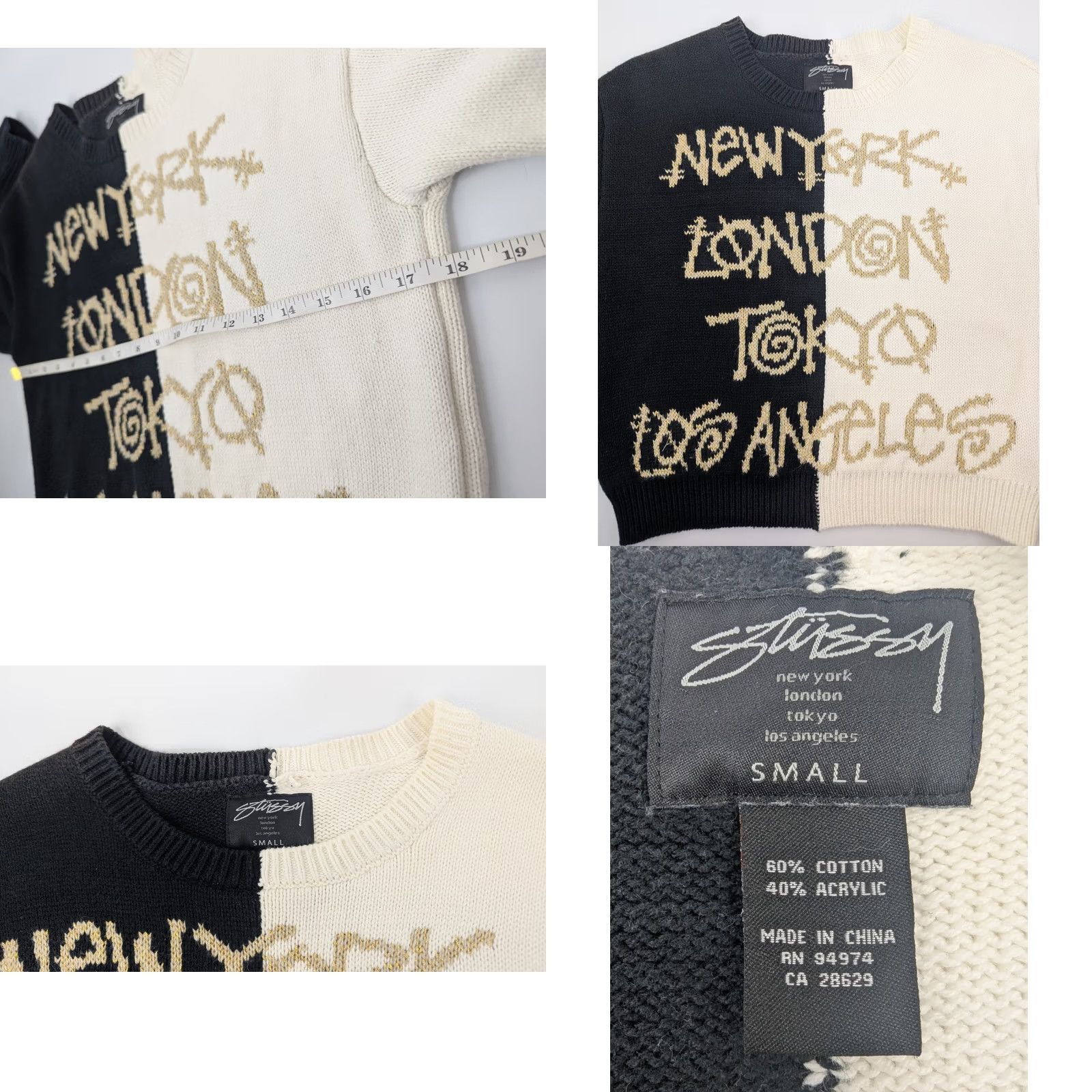 Logo 7 Stussy Sweatshirt Black White Graphic Logo Women’s S Pullover London Theme Size S / US 4 / IT 40 - 8 Thumbnail