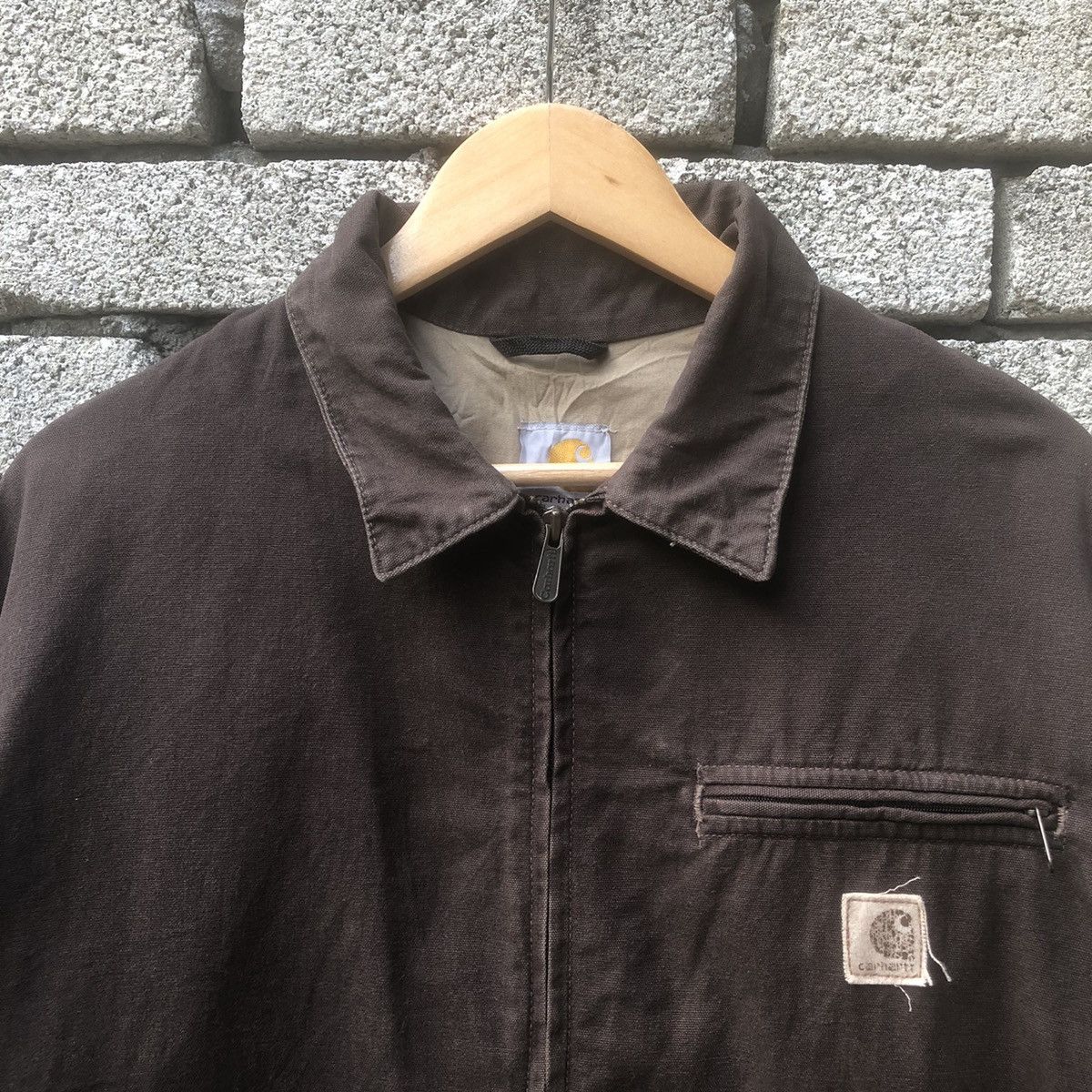 Carhartt × Vintage Vintage Carhartt Detroit Hamilton Dark Brown Jacket Size US L / EU 52-54 / 3 - 2 Thumbnail