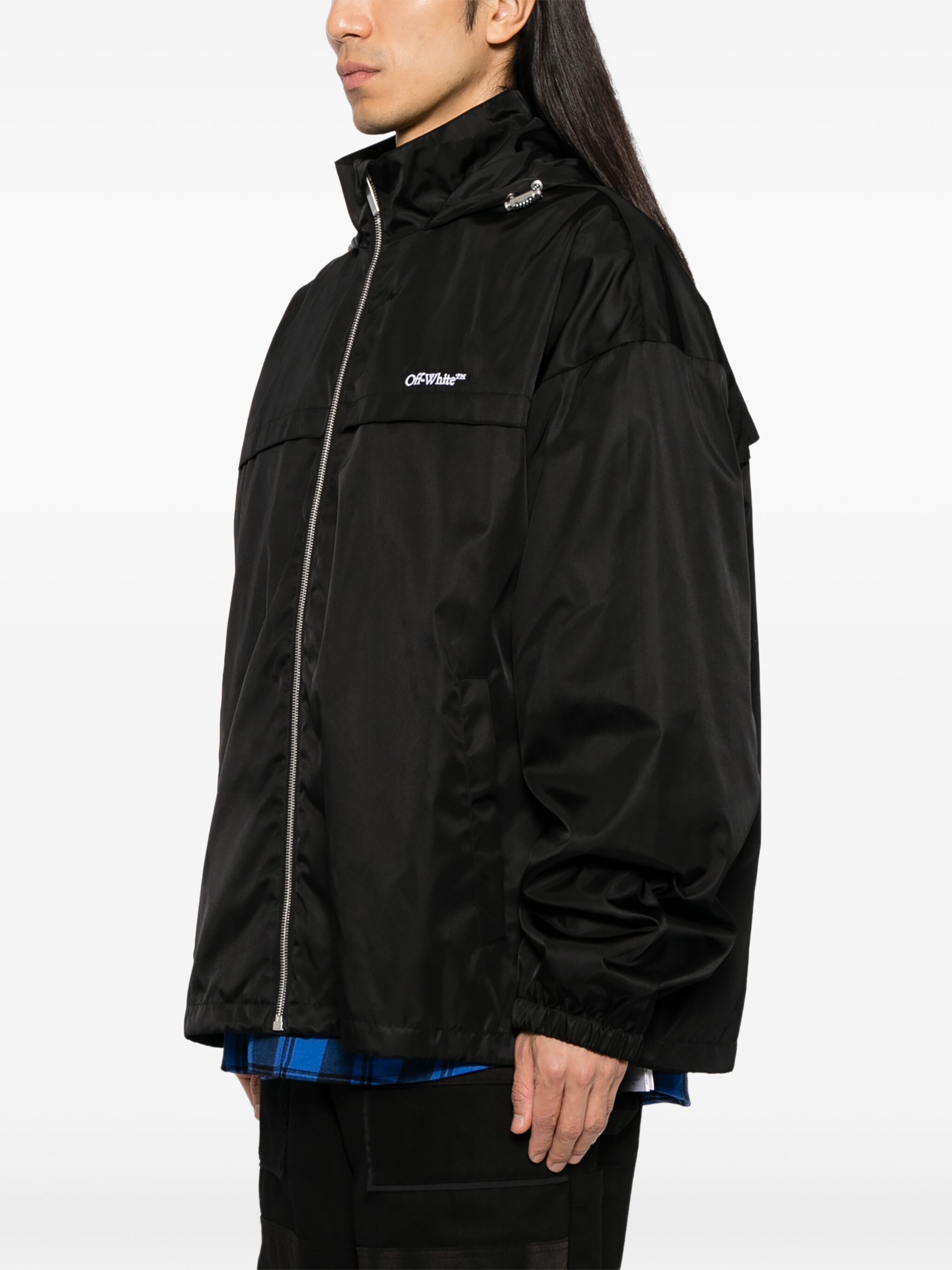 o1s22i1n1124 Hooded Windbreaker Jacket in Black