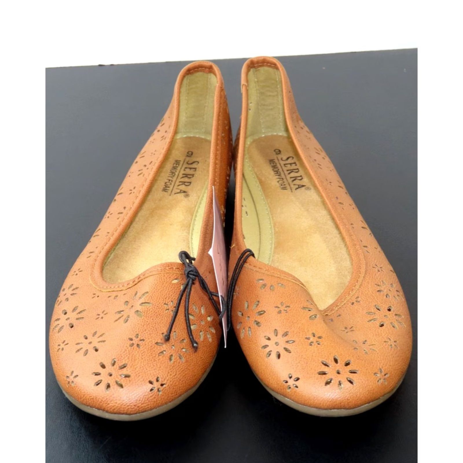 Vintage Serra Memory Foam Brown Floral Cutouts Flats Women's 9 NWT Size US 9 / IT 39 - 2 Thumbnail