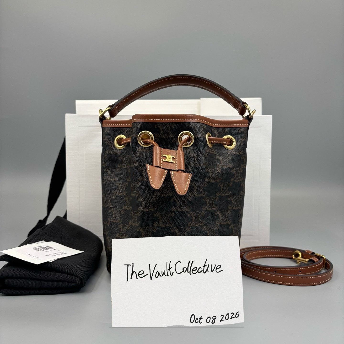 Celine CELINE CLARA Teen yellow browncoated canvas Triomphe crossbody bag Size ONE SIZE - 1 Thumbnail