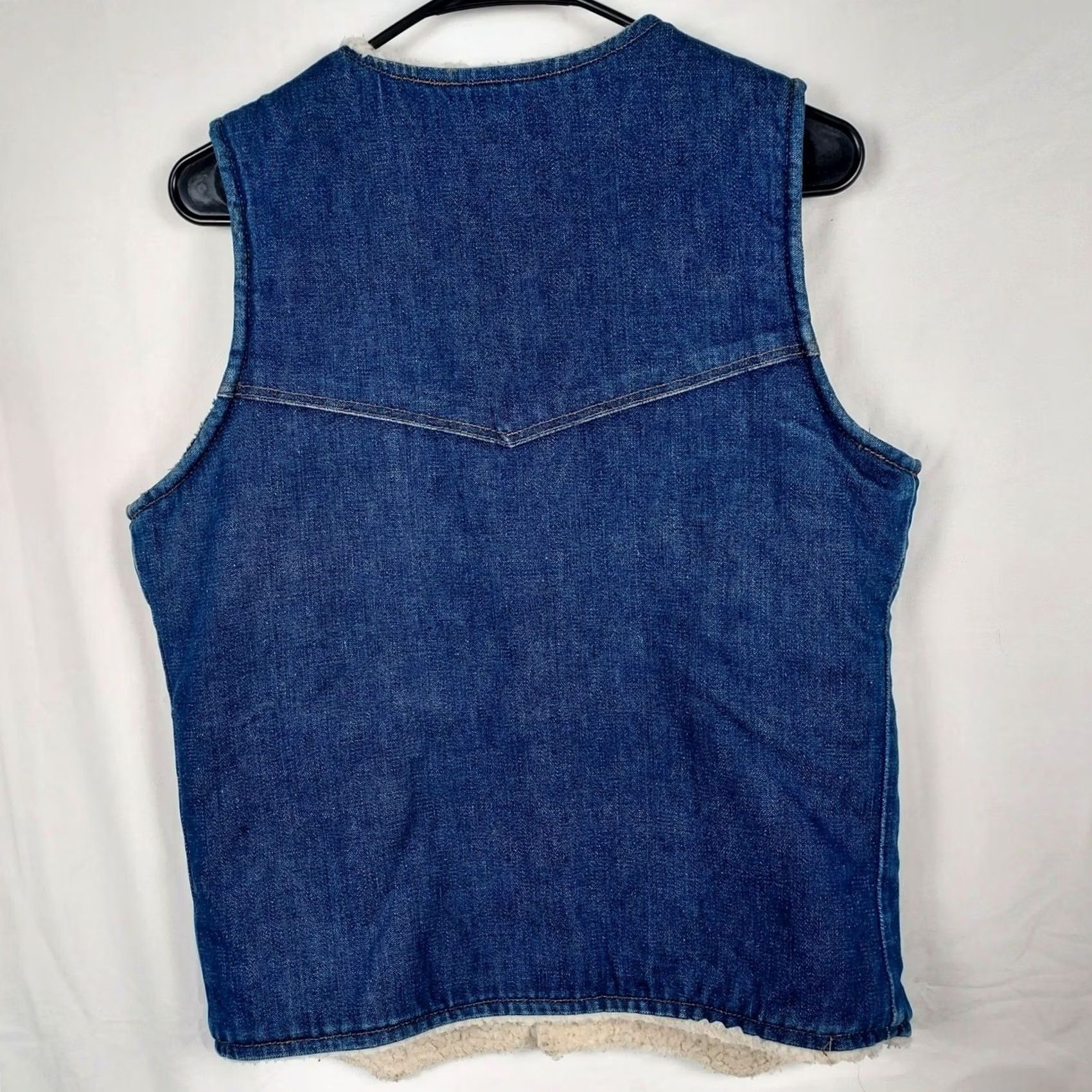 Wrangler VINTAGE Wrangler Denim Vest Mens Medium Western Blue Lined Sherpa Button-Down USA 987BWWR Size US M / EU 48-50 / 2 - 2 Thumbnail