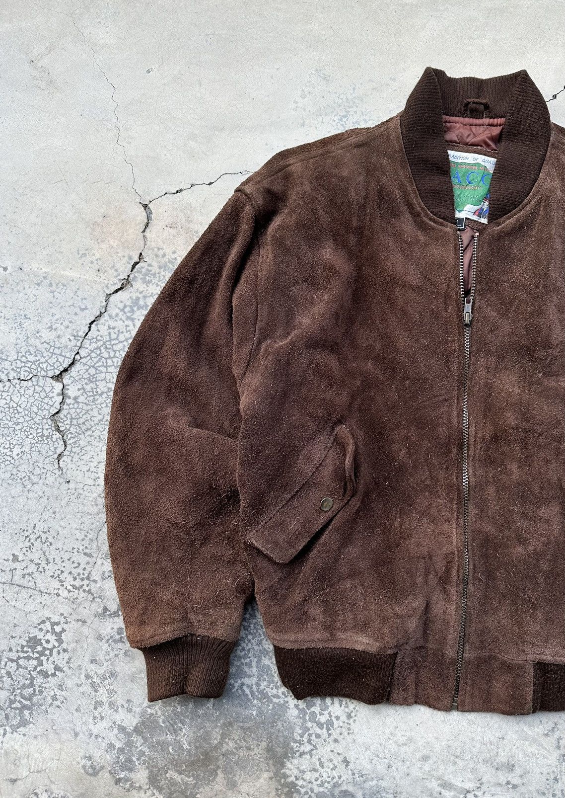 Vintage Vintage Brown Suede Leather Bomber Jacket Size US L / EU 52-54 / 3 - 8 Thumbnail