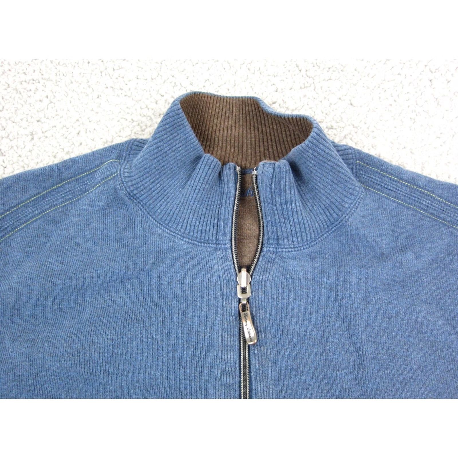 Tommy Bahama Tommy Bahama Sweater Mens L Blue Reversible 1/4 Zip Knit Cotton Casual Knitwear Pullover Size US L / EU 52-54 / 3 - 4 Thumbnail
