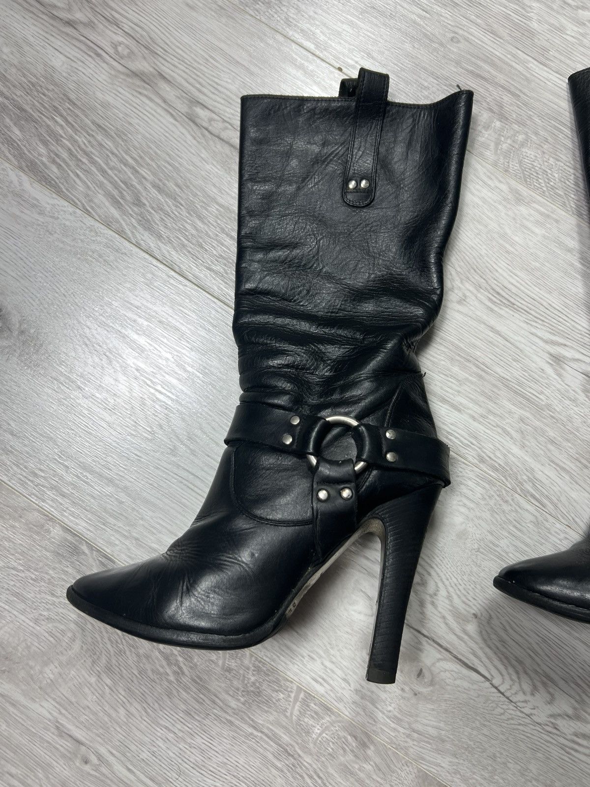 Dolce & Gabbana Dolce Gabbana Black Leather High Heel Boots D&G Y2K Style Size US 7.5 / IT 37.5 - 6 Thumbnail