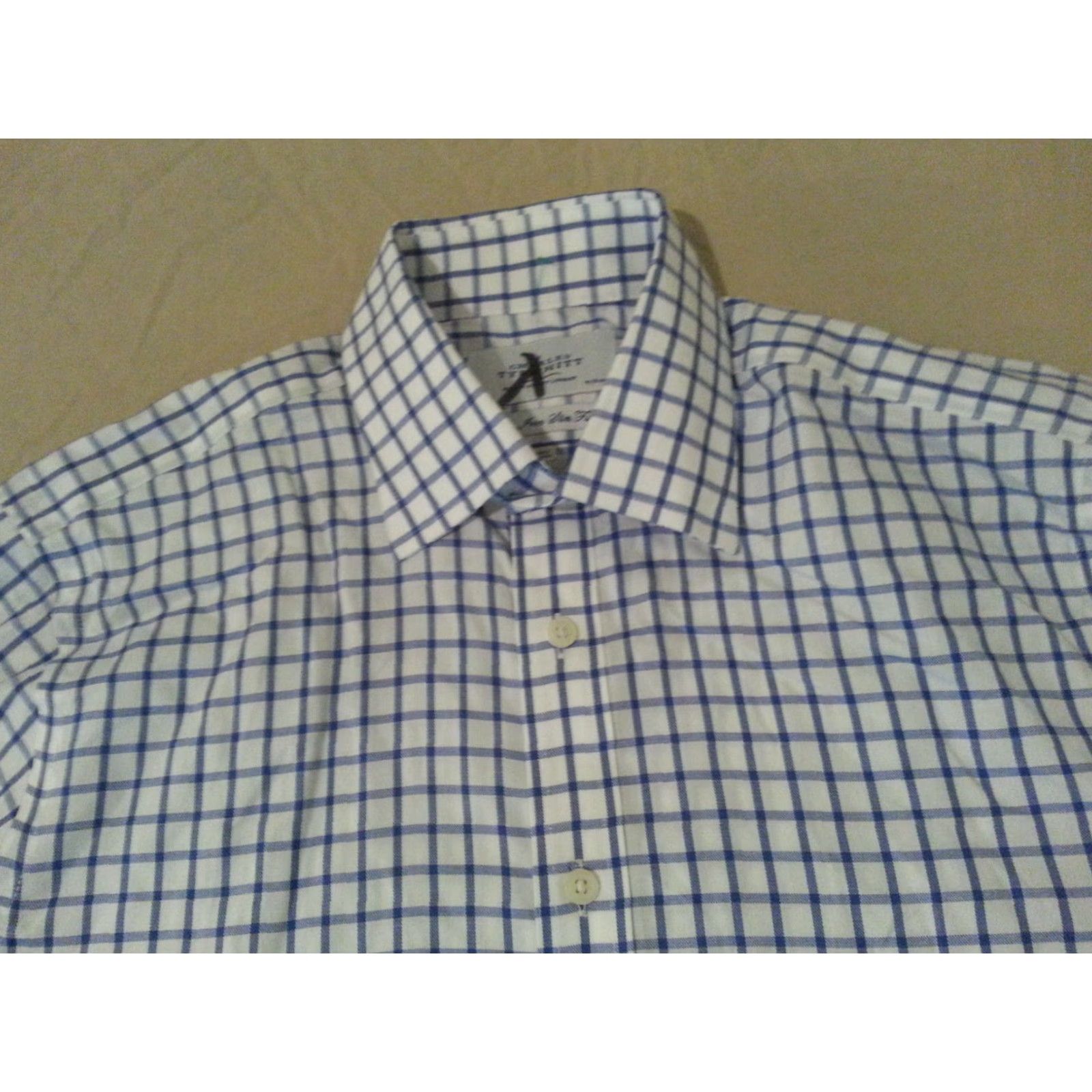 Charles Tyrwhitt Mens Charles Tyrwhitt Dress Shirt 16 36 Blue Button Cotton Size 42R - 3 Thumbnail