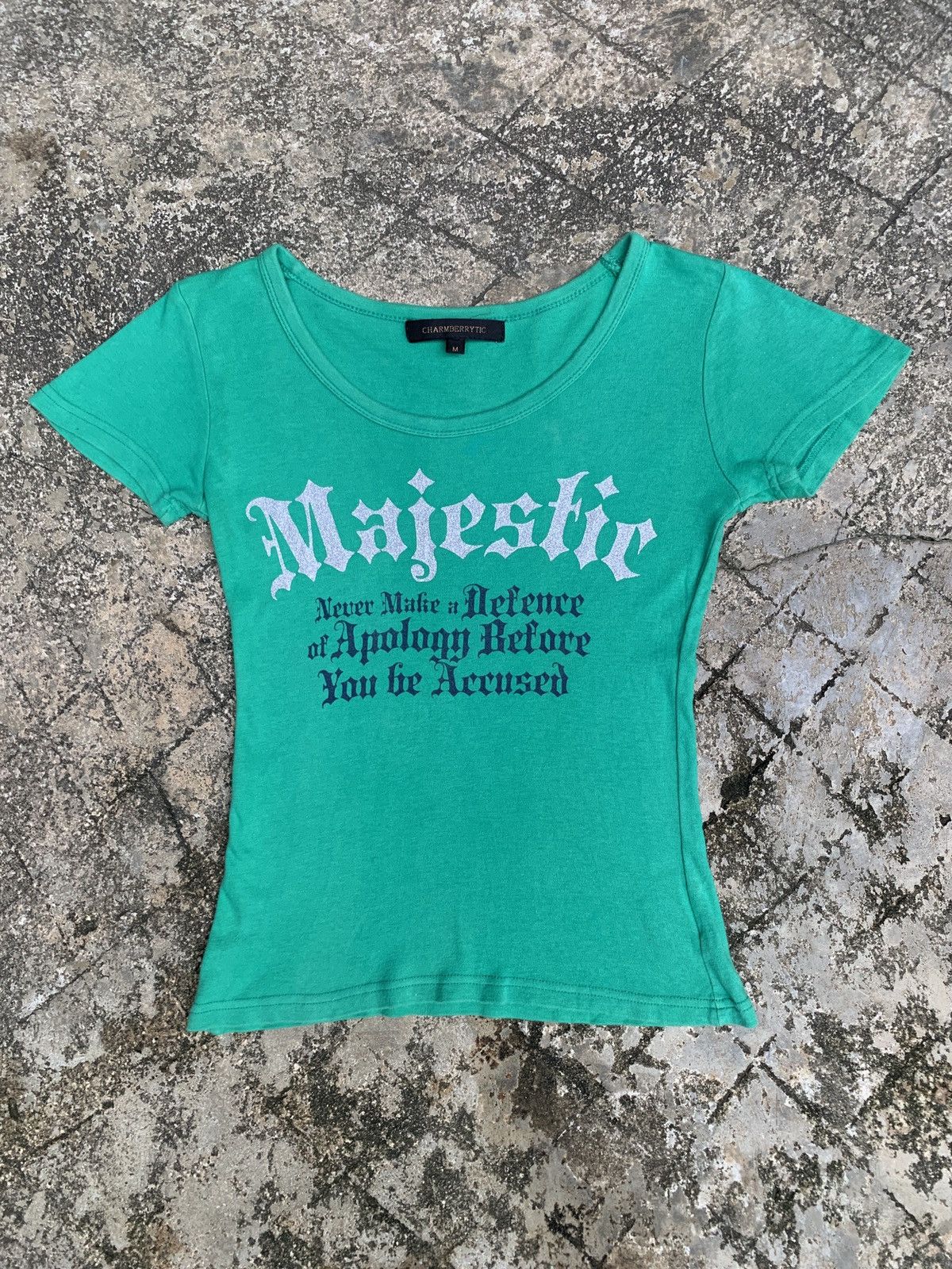 Japanese Brand y2k Charmberrytic Japan Green Goth Font Poem Graphic Top Size M / US 6-8 / IT 42-44 - 1 Thumbnail