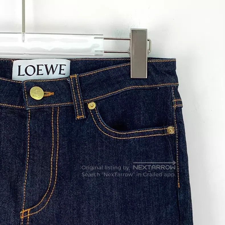 Loewe Loewe Dark Blue Logo Leather Patch Cotton Casual Denim Tro Size 25" / US 0 / IT 36 - 3 Thumbnail