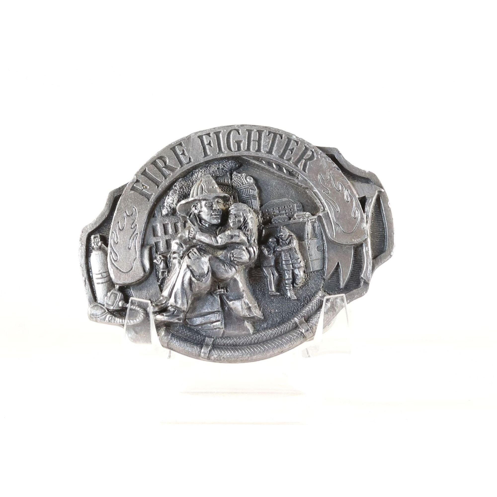 Vintage Fire Fighter Belt Buckle Vintage Pewter Metal Buckle 1993 US Size ONE SIZE - 2 Thumbnail