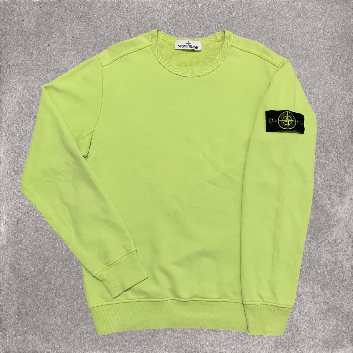 image of Stone Island Small Lime Green Sweatshirt Crewneck, Men's