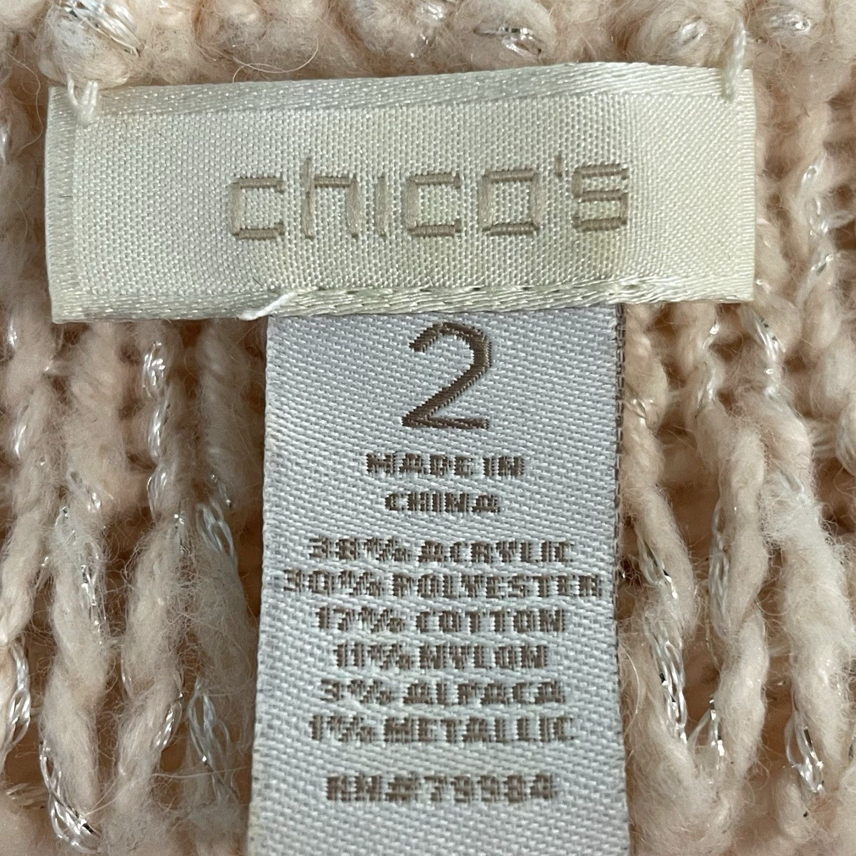 Vintage Chico’s Pink Metallic Sequin Sparkle Chunky Knit Pullover Sweater Size 2 US 12 Size XS / US 0-2 / IT 36-38 - 3 Thumbnail