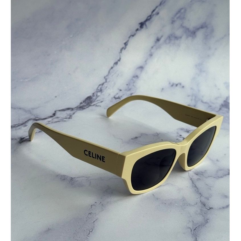 NEW Celine CL40197U Cat Eye Butter Yellow Logo Sunglasses Celine CL40197U Yellow Logo Sunglasses – Designer Daydream main image 3