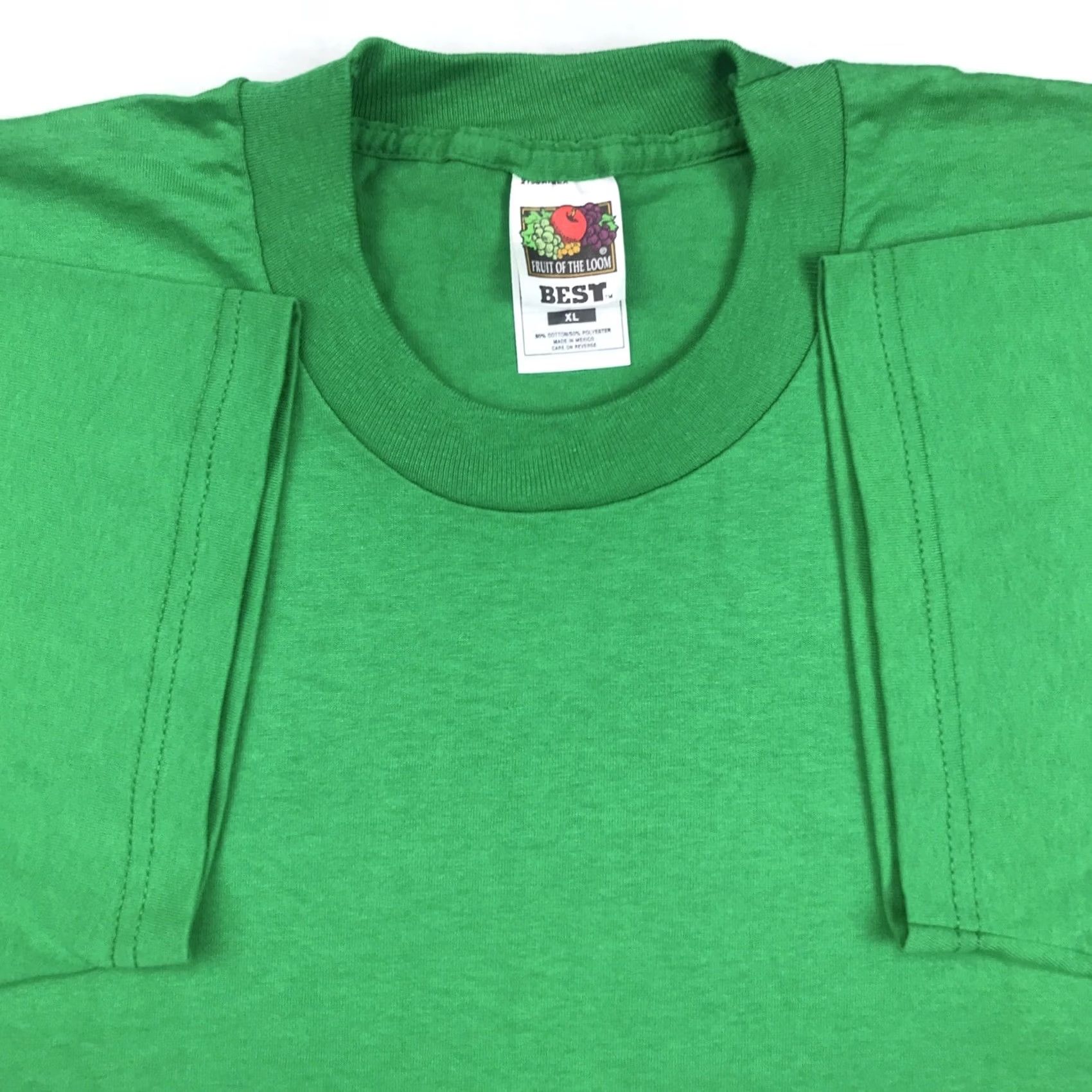 Fruit Of The Loom VINTAGE FRUIT OF THE LOOM T-Shirt Men XL Green 90s 80s Kelly Crew Neck Short Sleeve Cotton Polyester Smooth Soft Thin NOS Vintage Shirt Size US XL / EU 56 / 4 - 2 Thumbnail