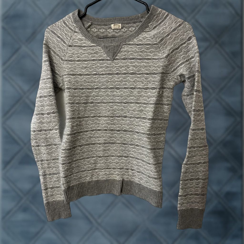 Vintage Aerie Sweatery Pullover Wool-Blend Mock Crew Turtleneck Striped XS Gray Womens Pullover Size XS Wool Blend Gray Striped Turtleneck Casual Workwear Size XS / US 0-2 / IT 36-38 - 1 Thumbnail